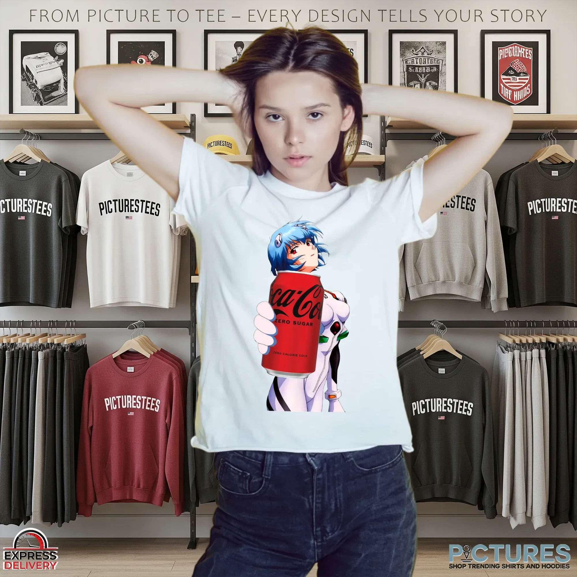 Rei Ayanami Neon Genesis Evangelion Anime Coca Cola Zero Sugar Mashup T Shirt