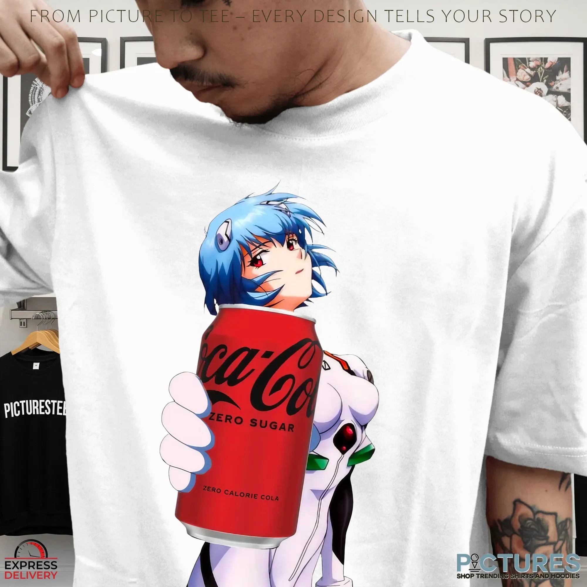 Rei Ayanami Neon Genesis Evangelion Anime Coca Cola Zero Sugar Mashup T Shirt