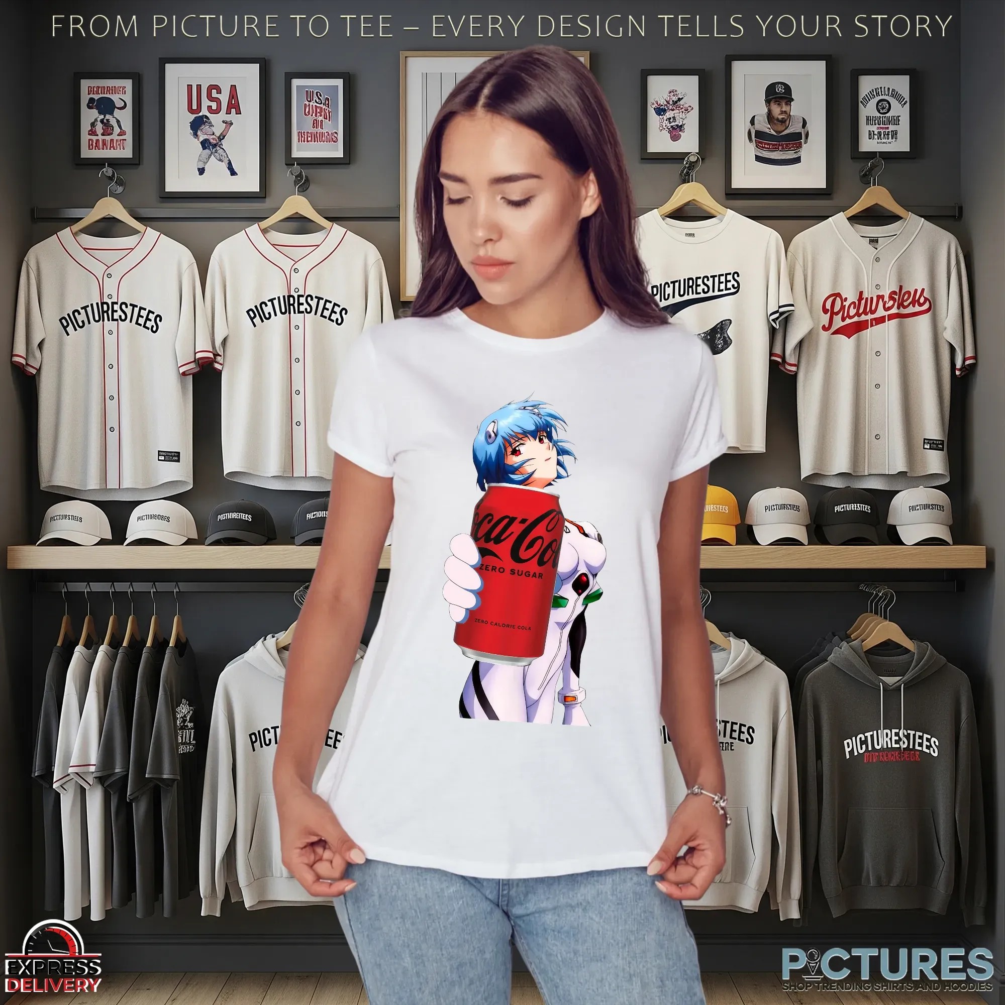 Rei Ayanami Neon Genesis Evangelion Anime Coca Cola Zero Sugar Mashup T Shirt