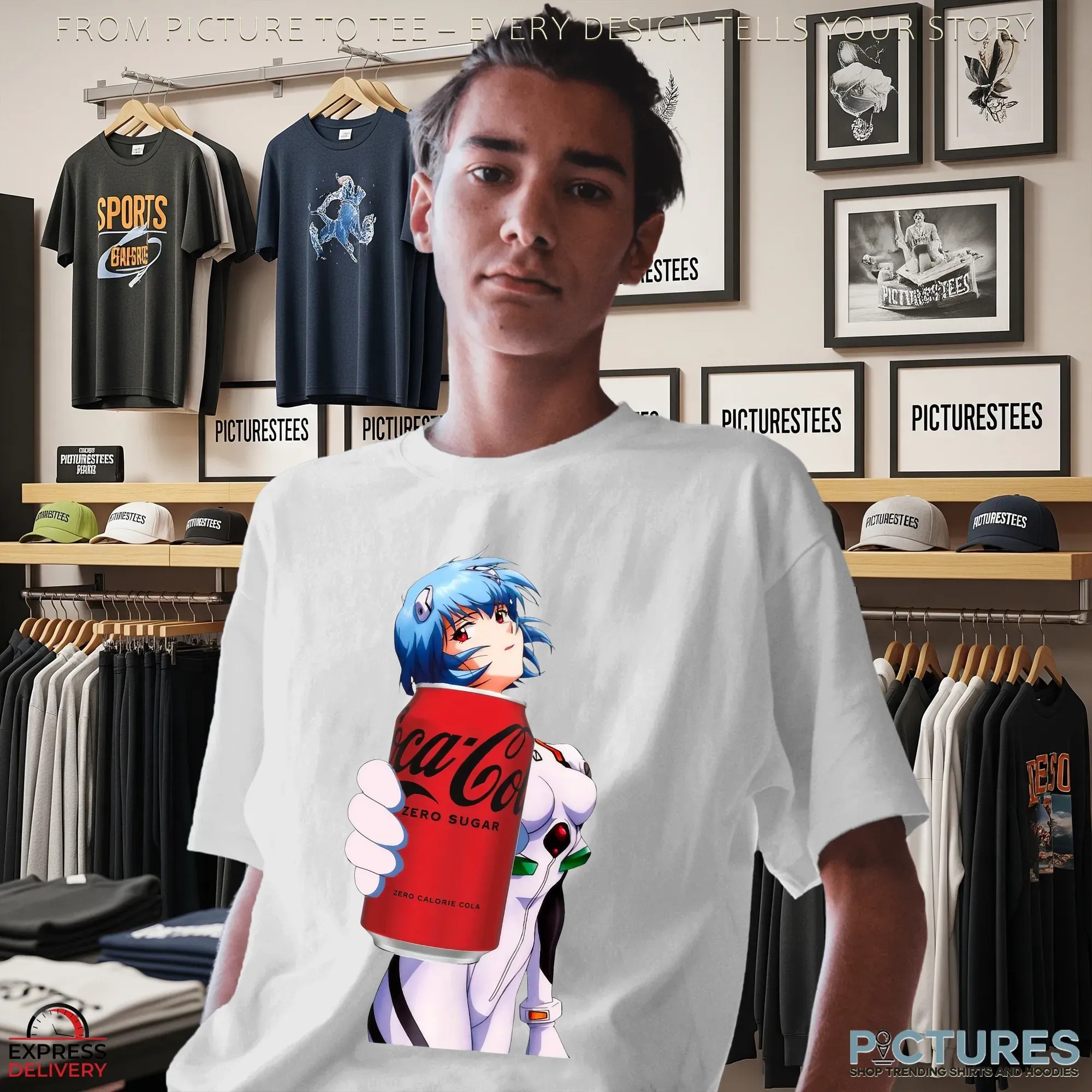 Rei Ayanami Neon Genesis Evangelion Anime Coca Cola Zero Sugar Mashup T Shirt