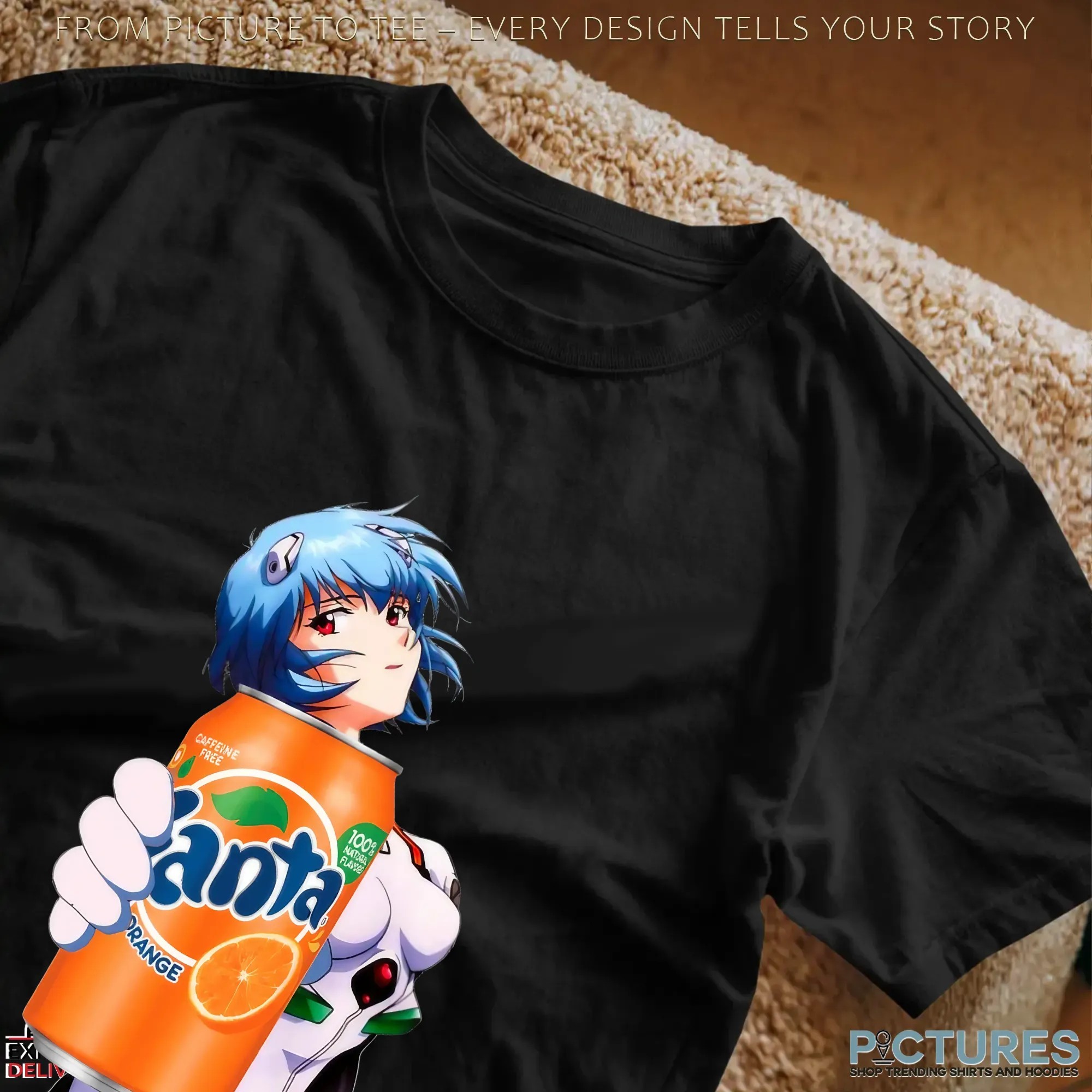 Rei Ayanami Orange Fanta Soft Drink Evangelion Anime Mashup T Shirt