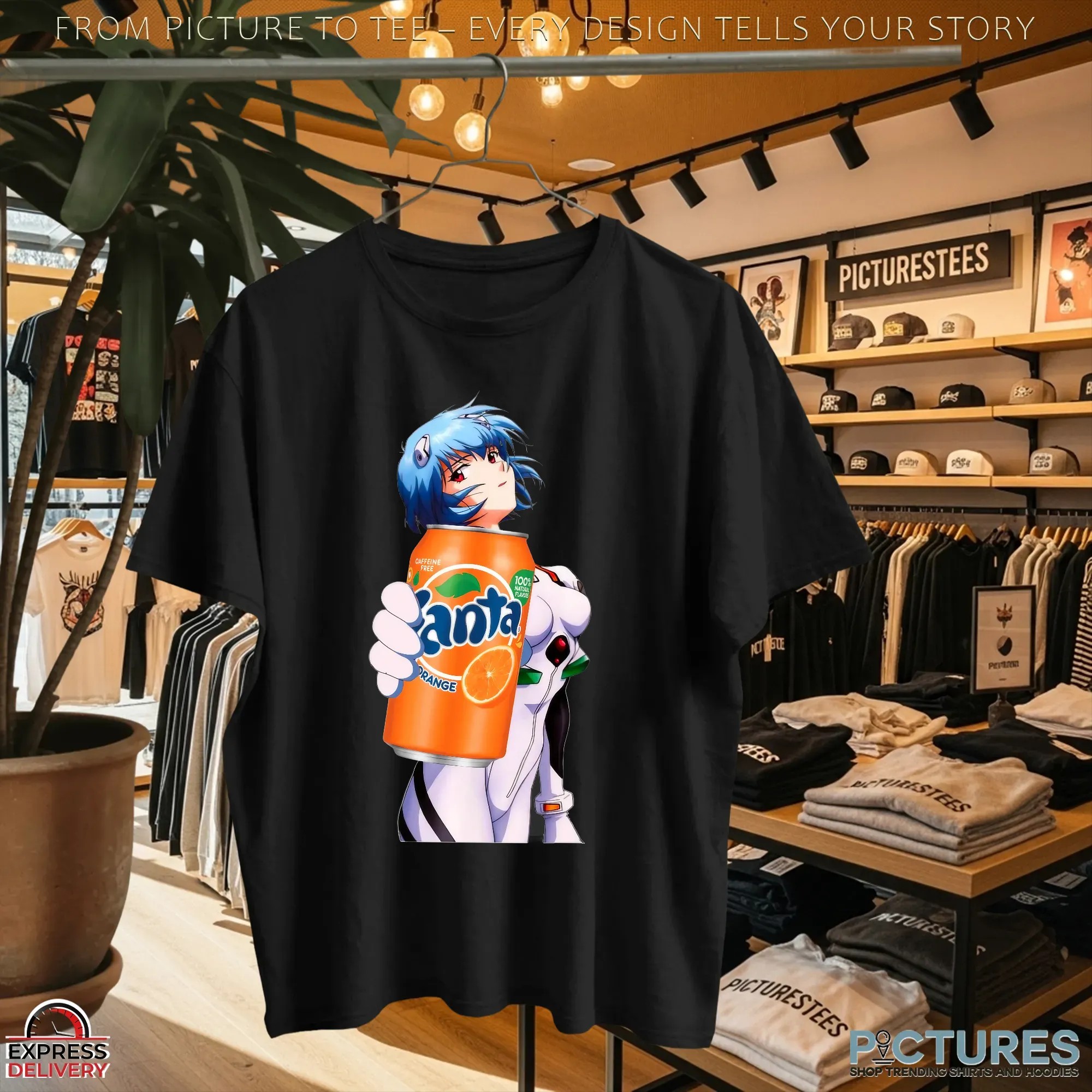 Rei Ayanami Orange Fanta Soft Drink Evangelion Anime Mashup T Shirt