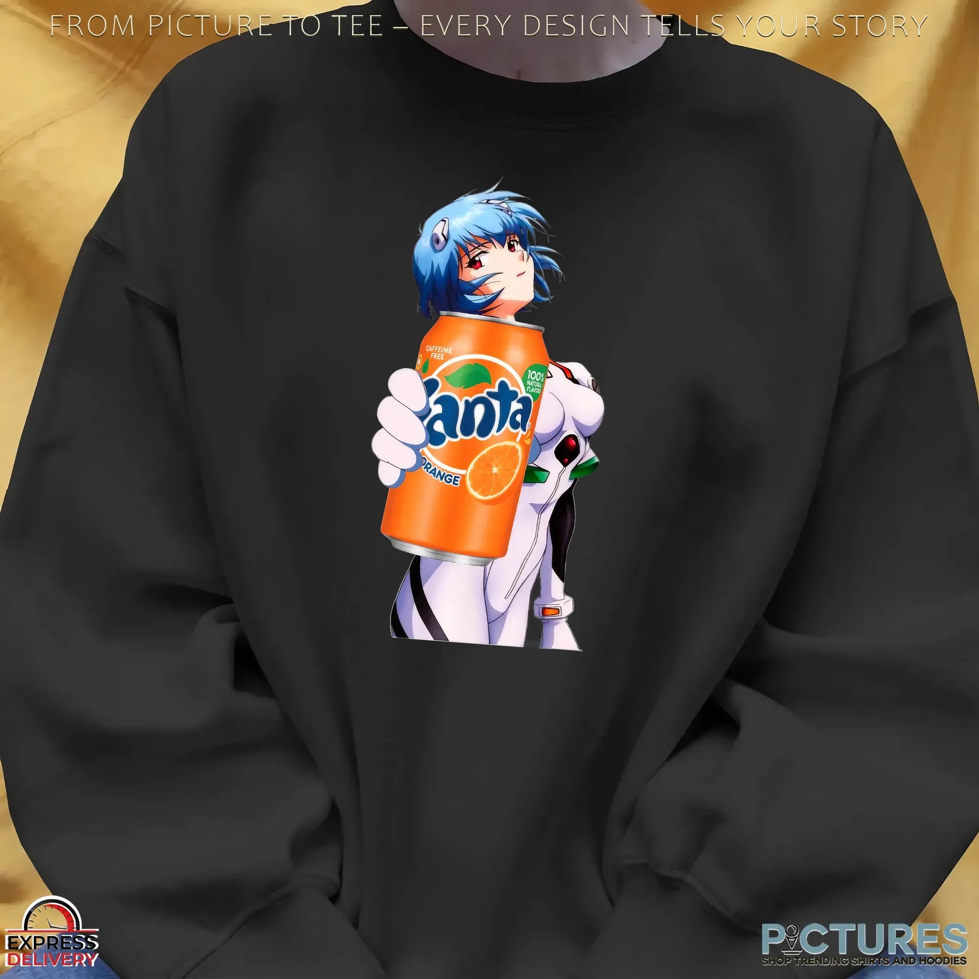 Rei Ayanami Orange Fanta Soft Drink Evangelion Anime Mashup T Shirt