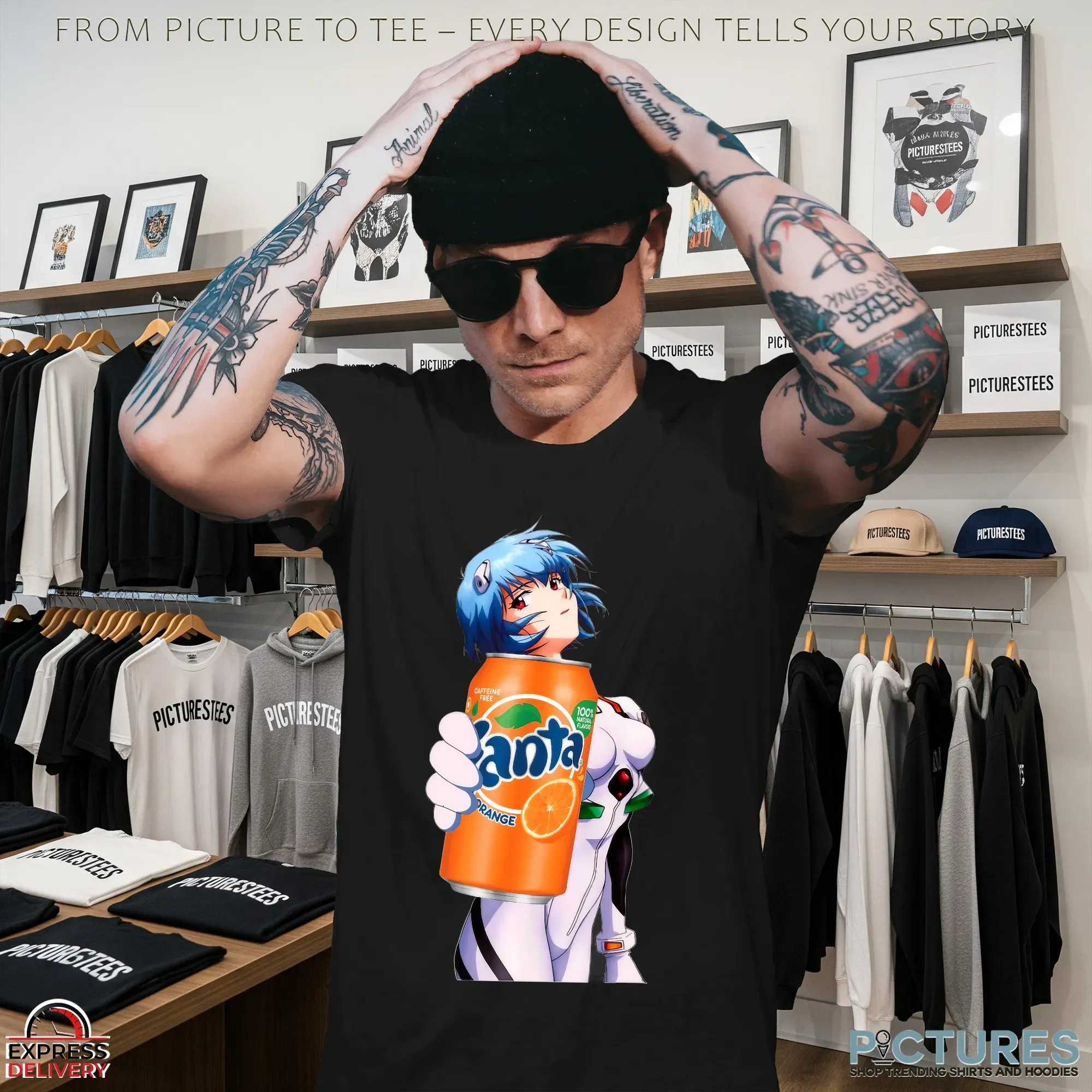 Rei Ayanami Orange Fanta Soft Drink Evangelion Anime Mashup T Shirt