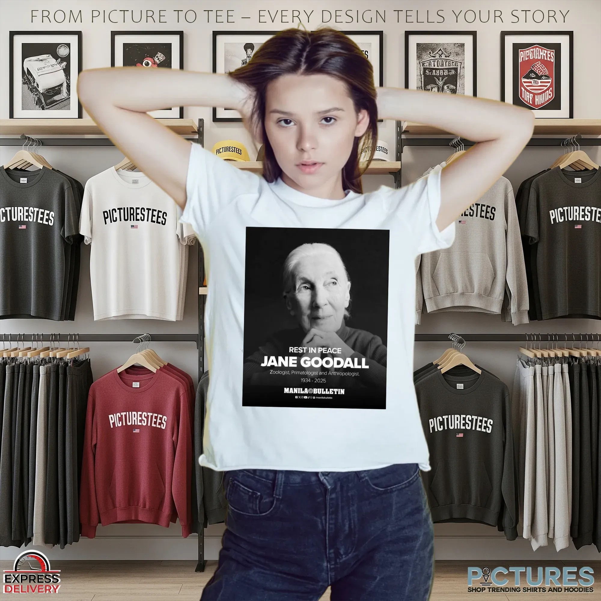 Rest In Peace Jane Goodall Zoologist Primatologist And Anthropologist 1934-2025 Portrait T Shirt