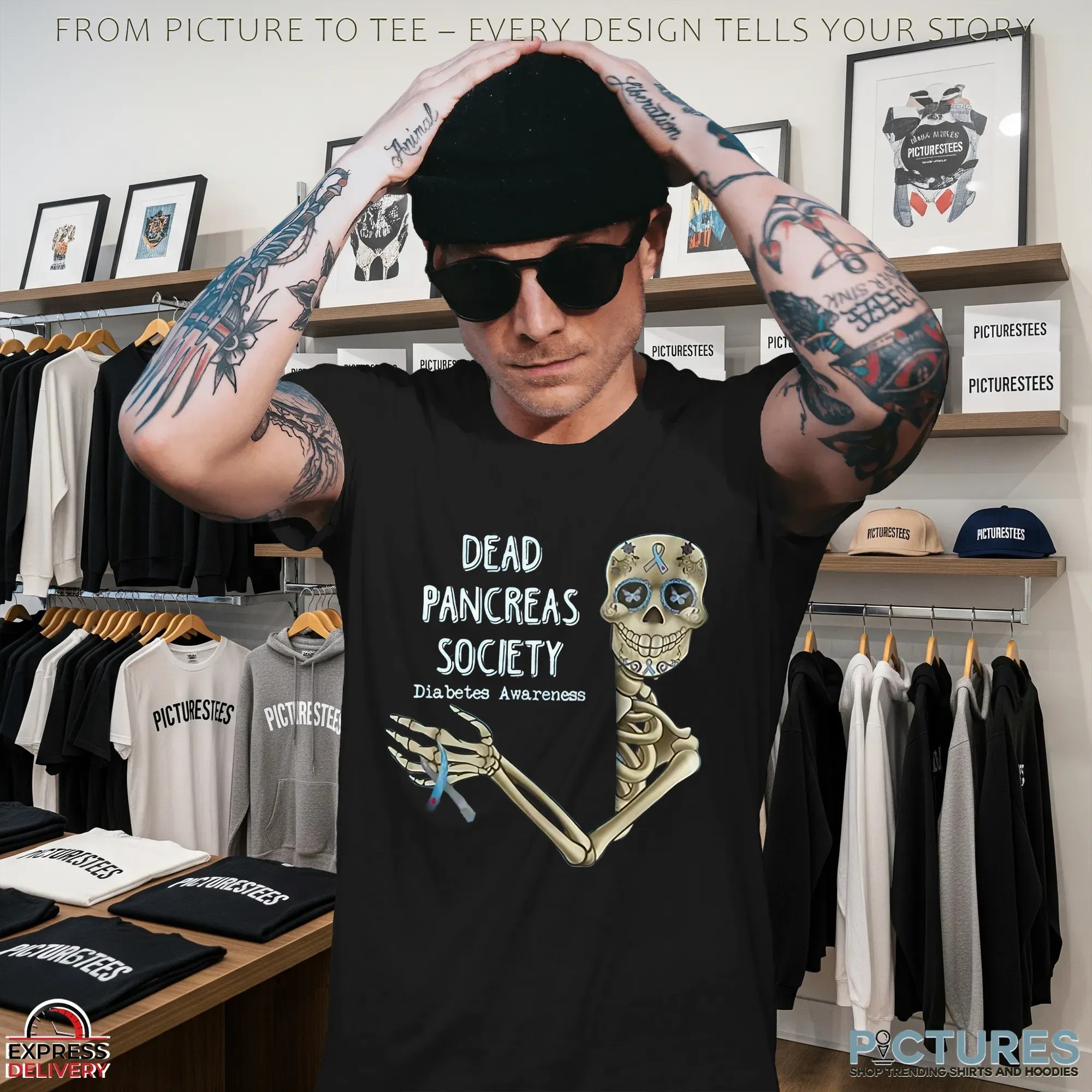 Retro Diabetes Awareness Dead Pancreas Society Skeleton T-Shirt