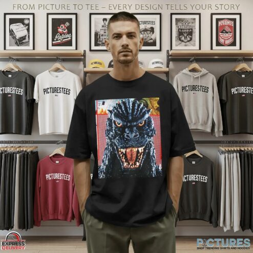 Retro Godzilla Face Japanese Kaiju Monster Graphic T Shirt