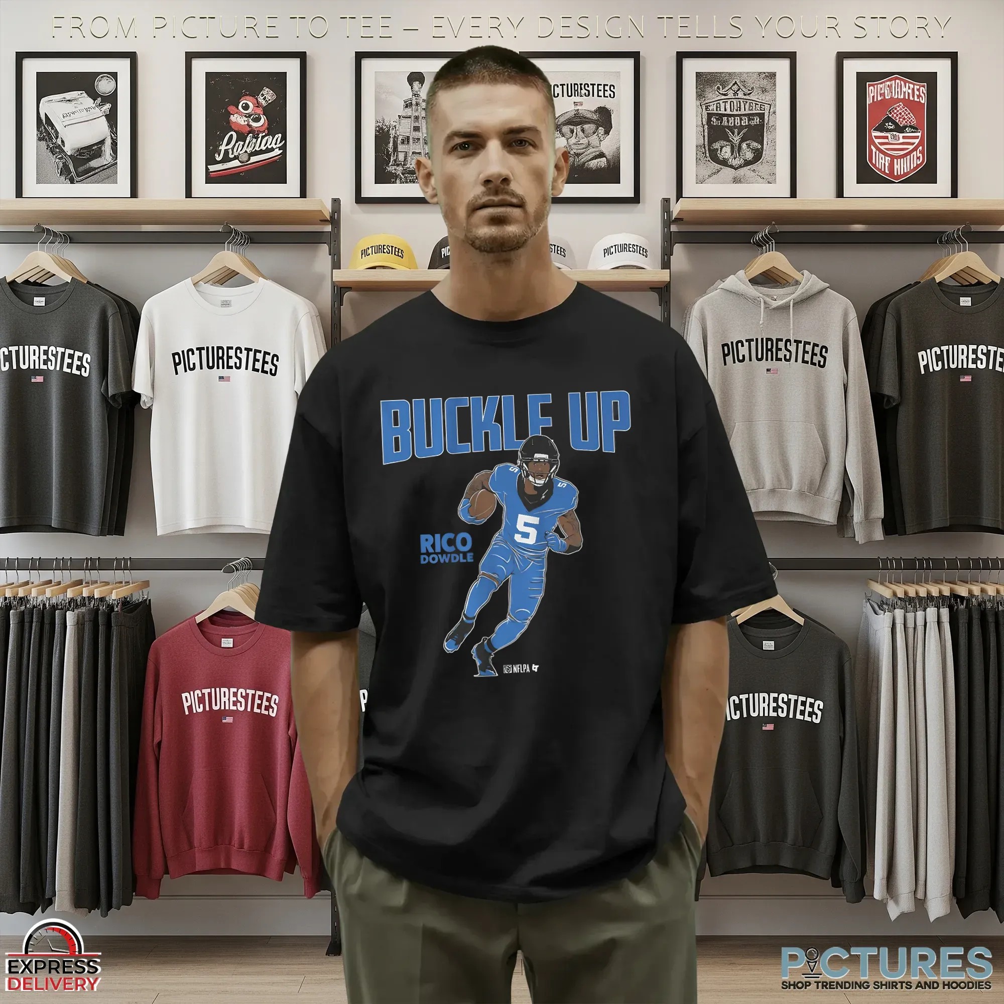 Rico Dowdle Carolina Panthers Buckle Up T Shirt