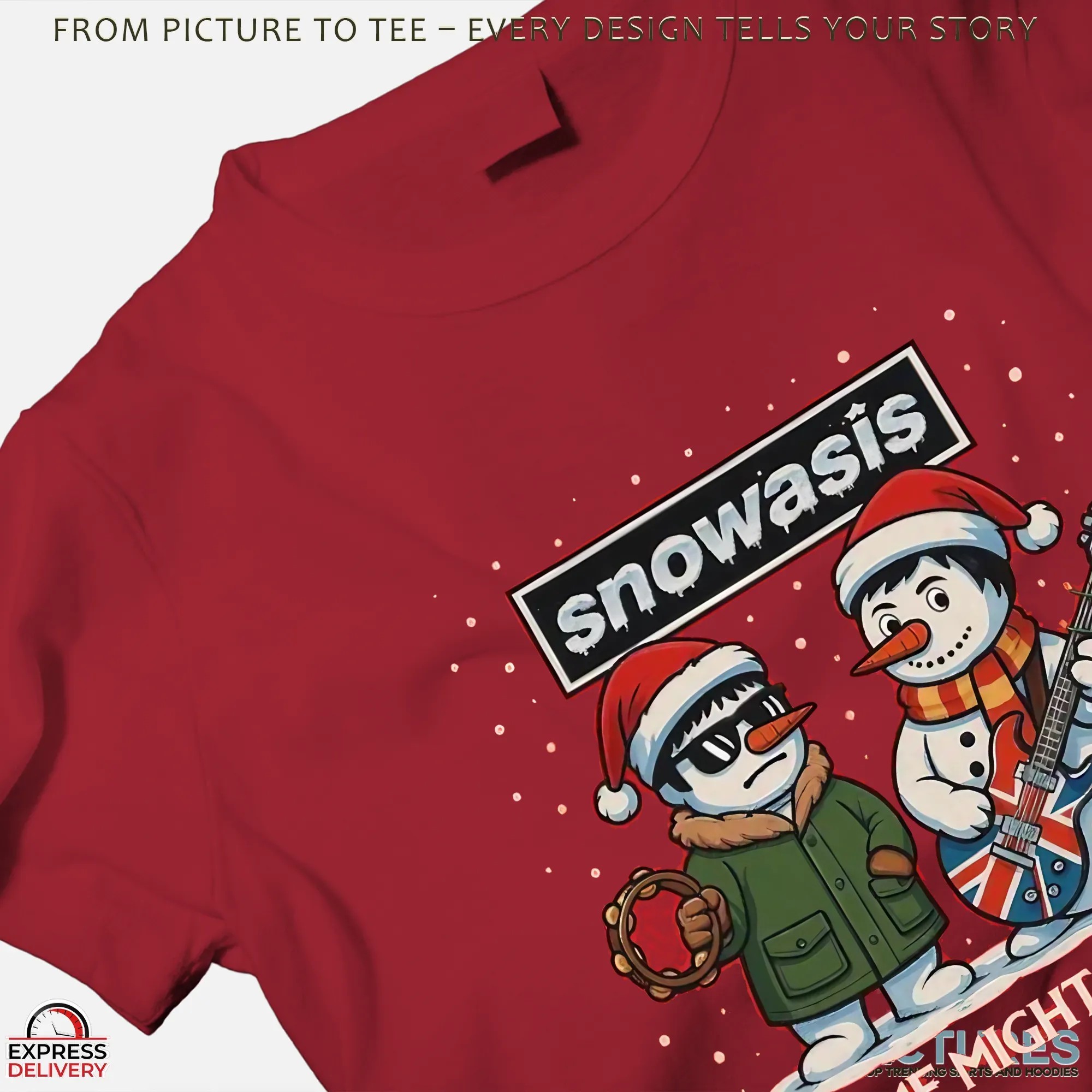 SNOWASIS Some Might Sleigh Snowman Rock Band Parody Music Lovers Holiday Xmas T Shirt
