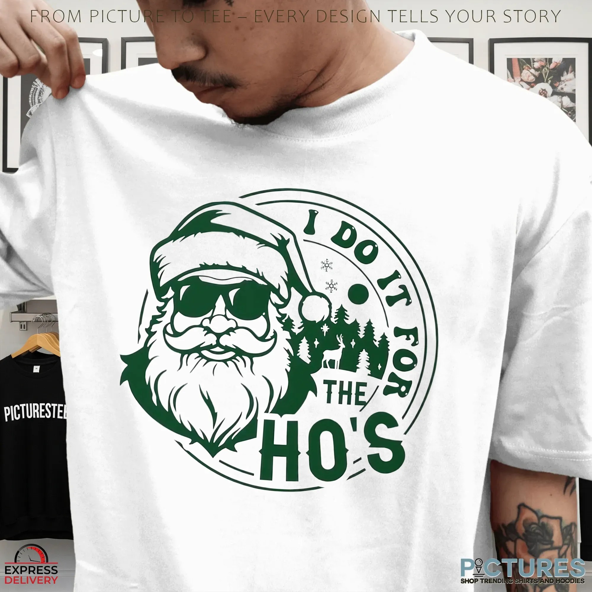 Santa Claus I Do It For The Ho's Merry Christmas T Shirt