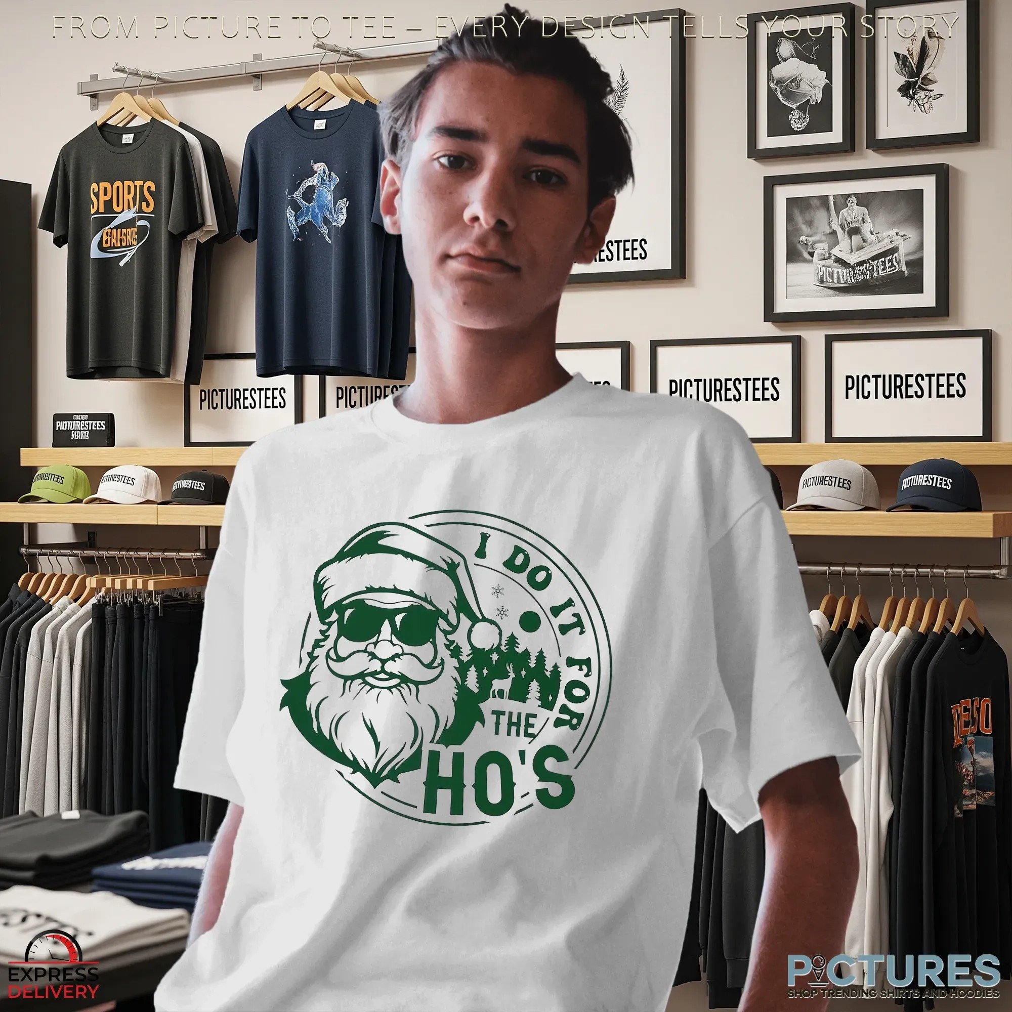 Santa Claus I Do It For The Ho's Merry Christmas T Shirt