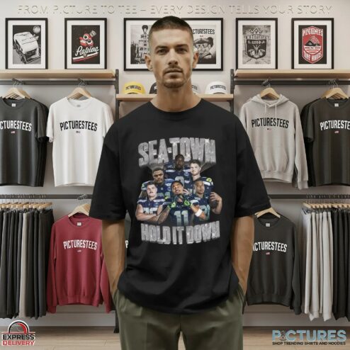 Seahawks Sea Town Hold It Down Blinged Out Bootleg T Shirt