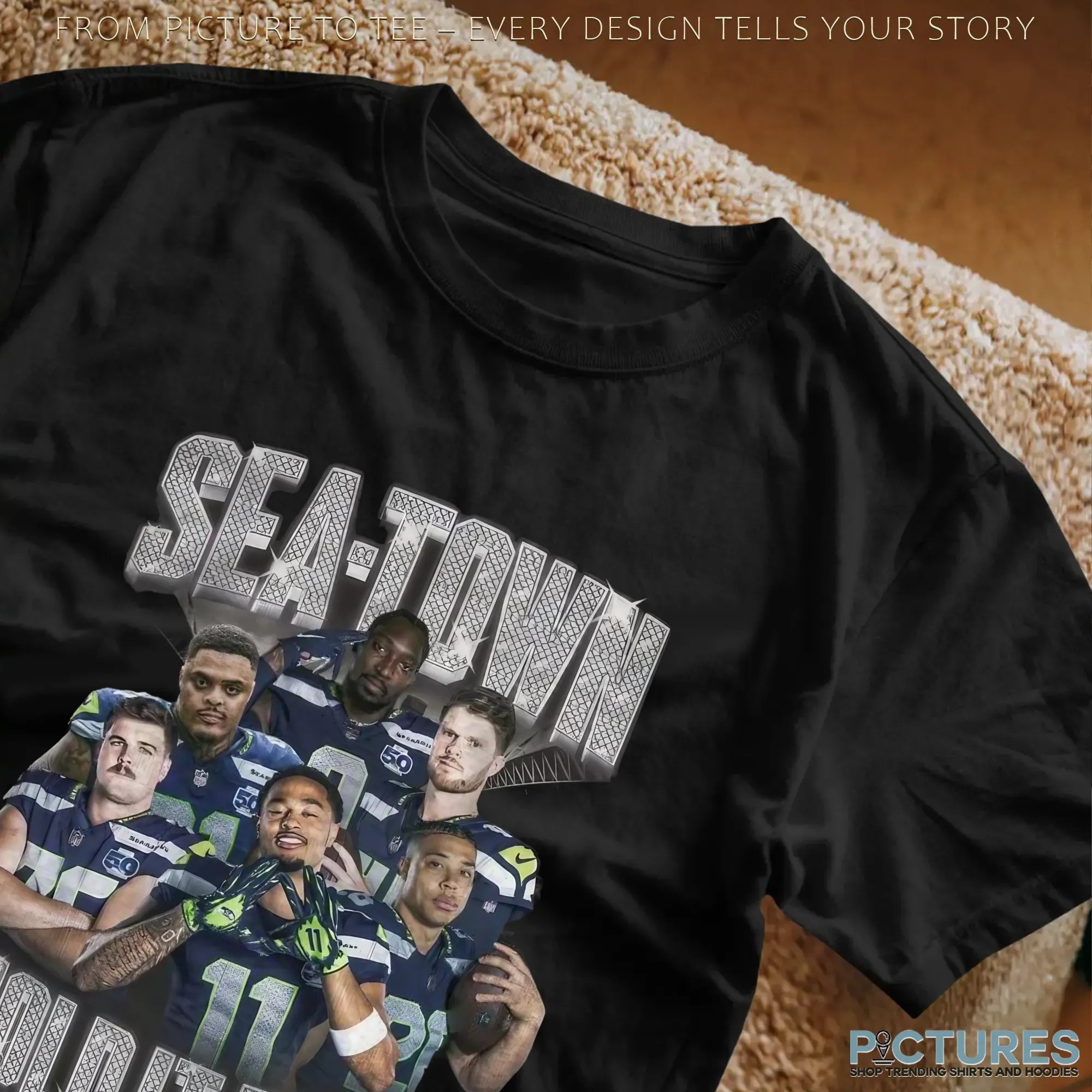 Seahawks Sea Town Hold It Down Blinged Out Bootleg T Shirt