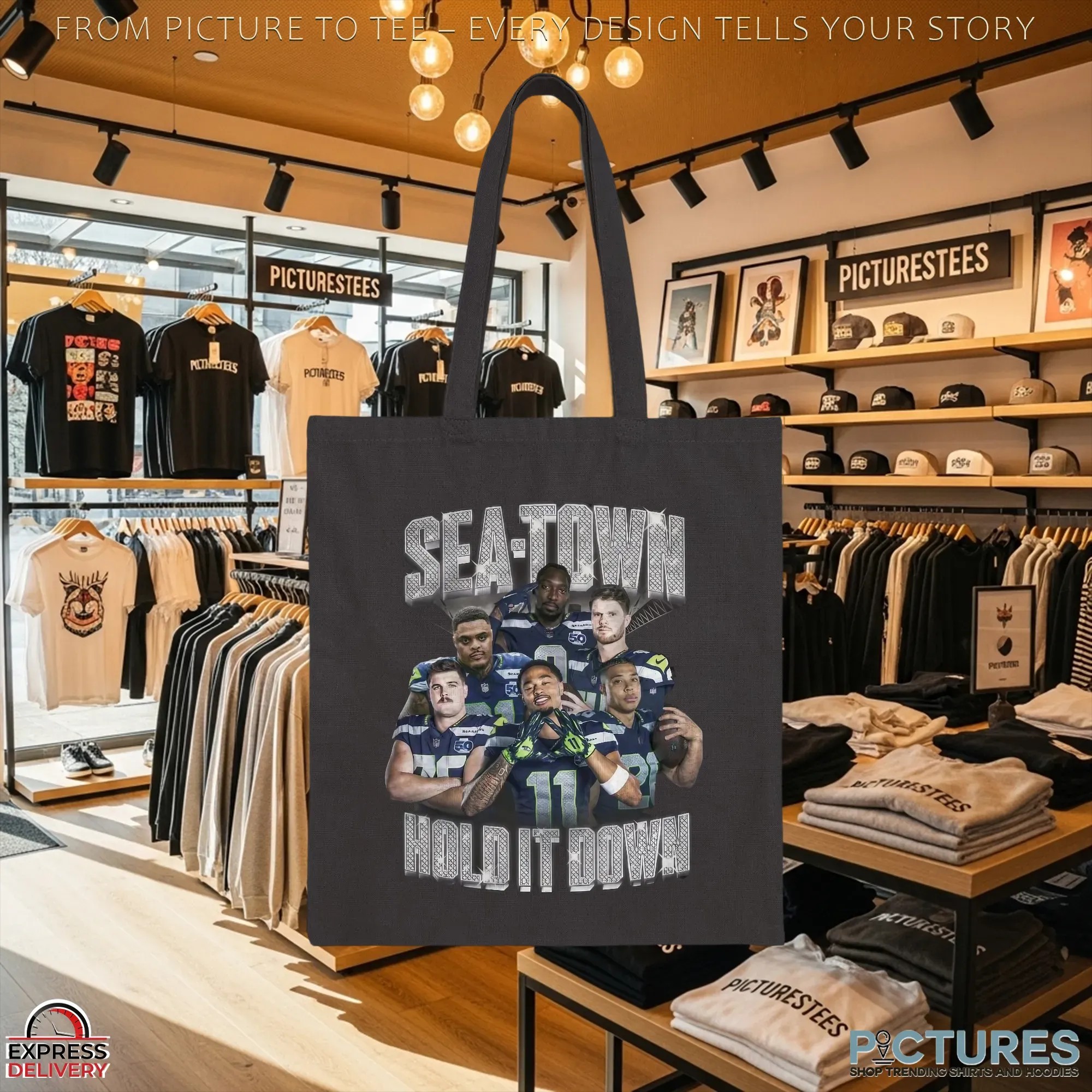Seahawks Sea Town Hold It Down Blinged Out Bootleg T Shirt