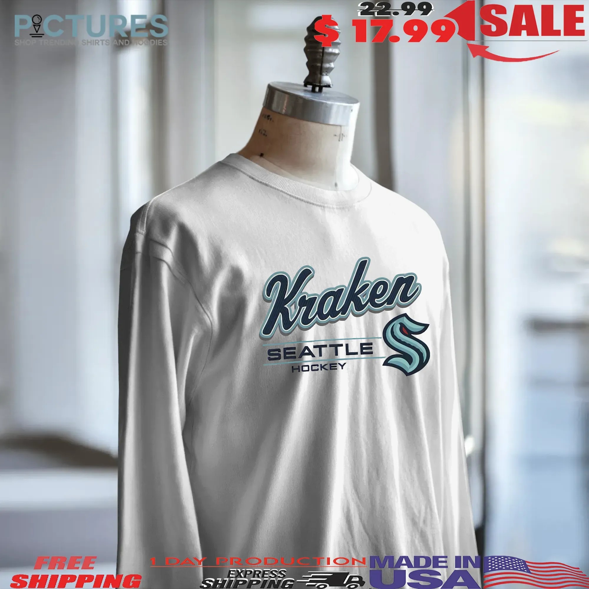 Seattle Kraken Relay Grey Empty Net T-Shirt Seattle Kraken Relay Grey Empty Net T-Shirt