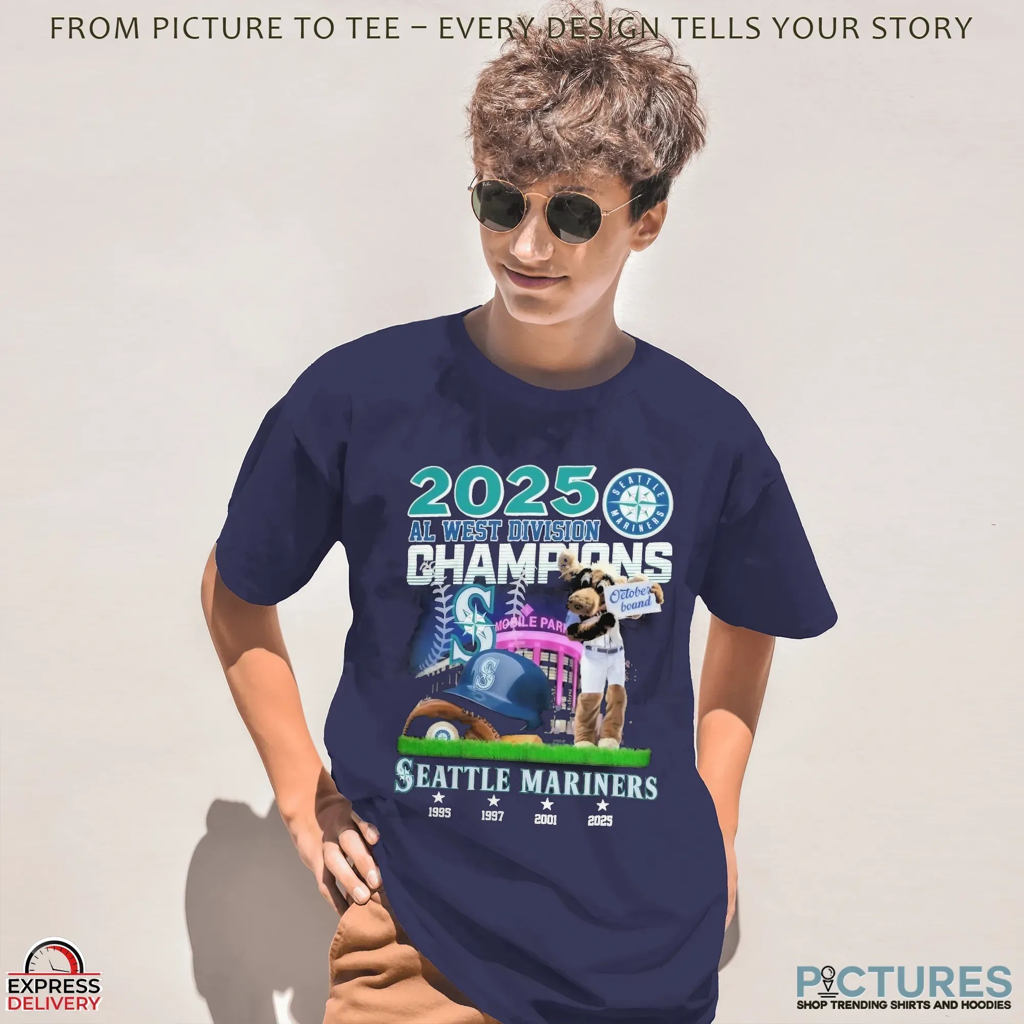 Seattle Mariners 2025 AL West Division Champions October Bound 1995 1997 2001 2025 T Shirt