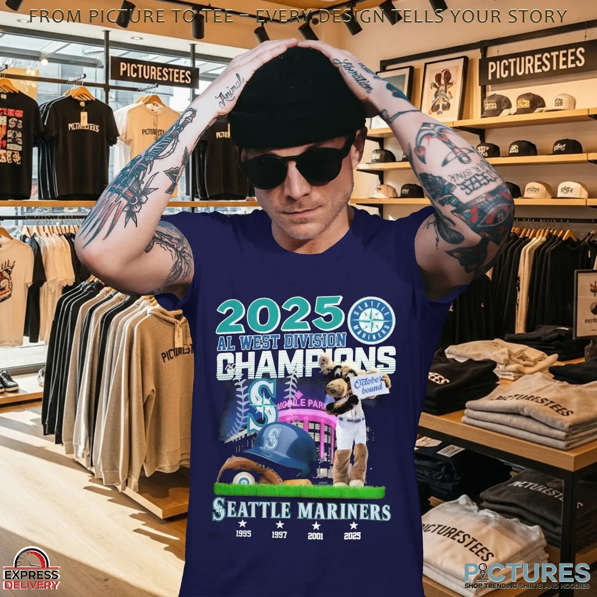 Seattle Mariners 2025 AL West Division Champions October Bound 1995 1997 2001 2025 T Shirt