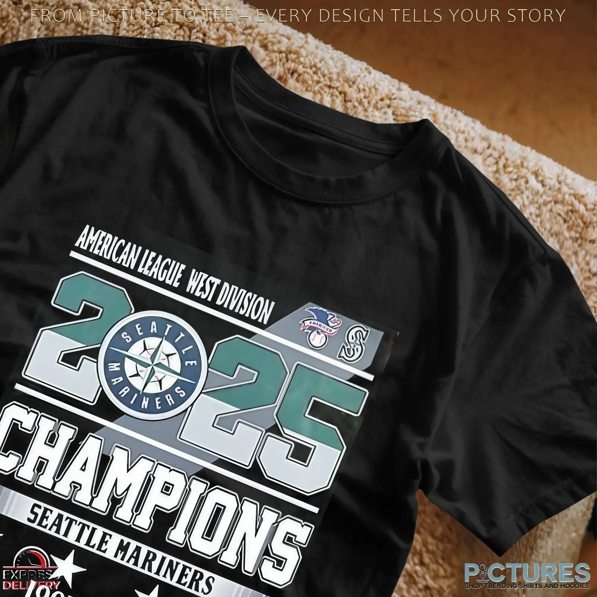 Seattle Mariners 2025 Al West 4x Champions Players Number And Name T Shirt