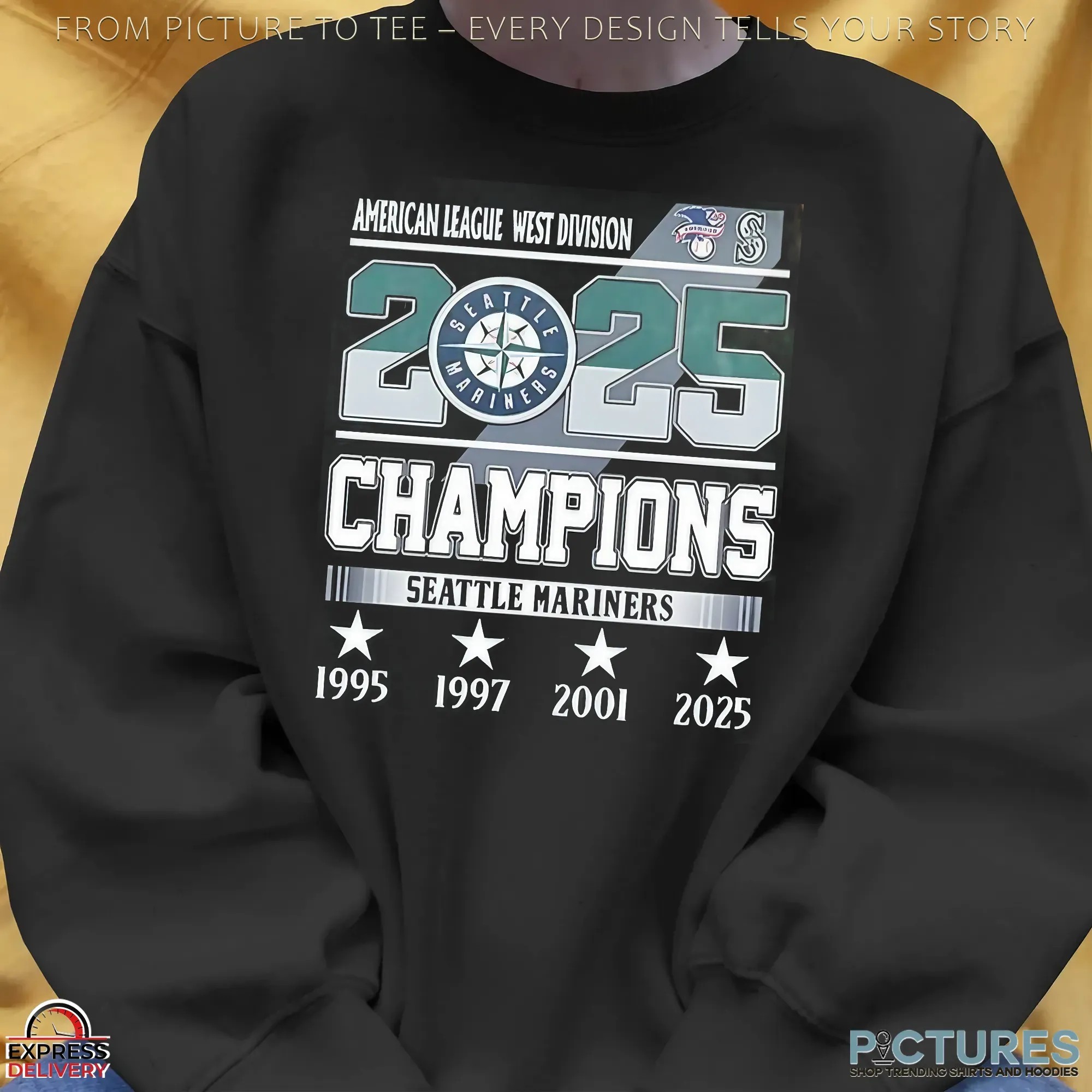 Seattle Mariners 2025 Al West 4x Champions Players Number And Name T Shirt