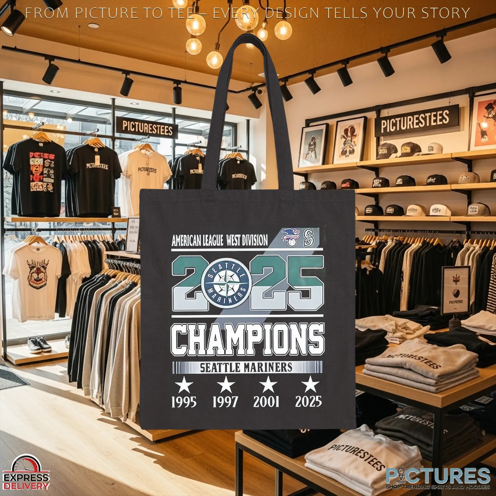 Seattle Mariners 2025 Al West 4x Champions Players Number And Name T Shirt