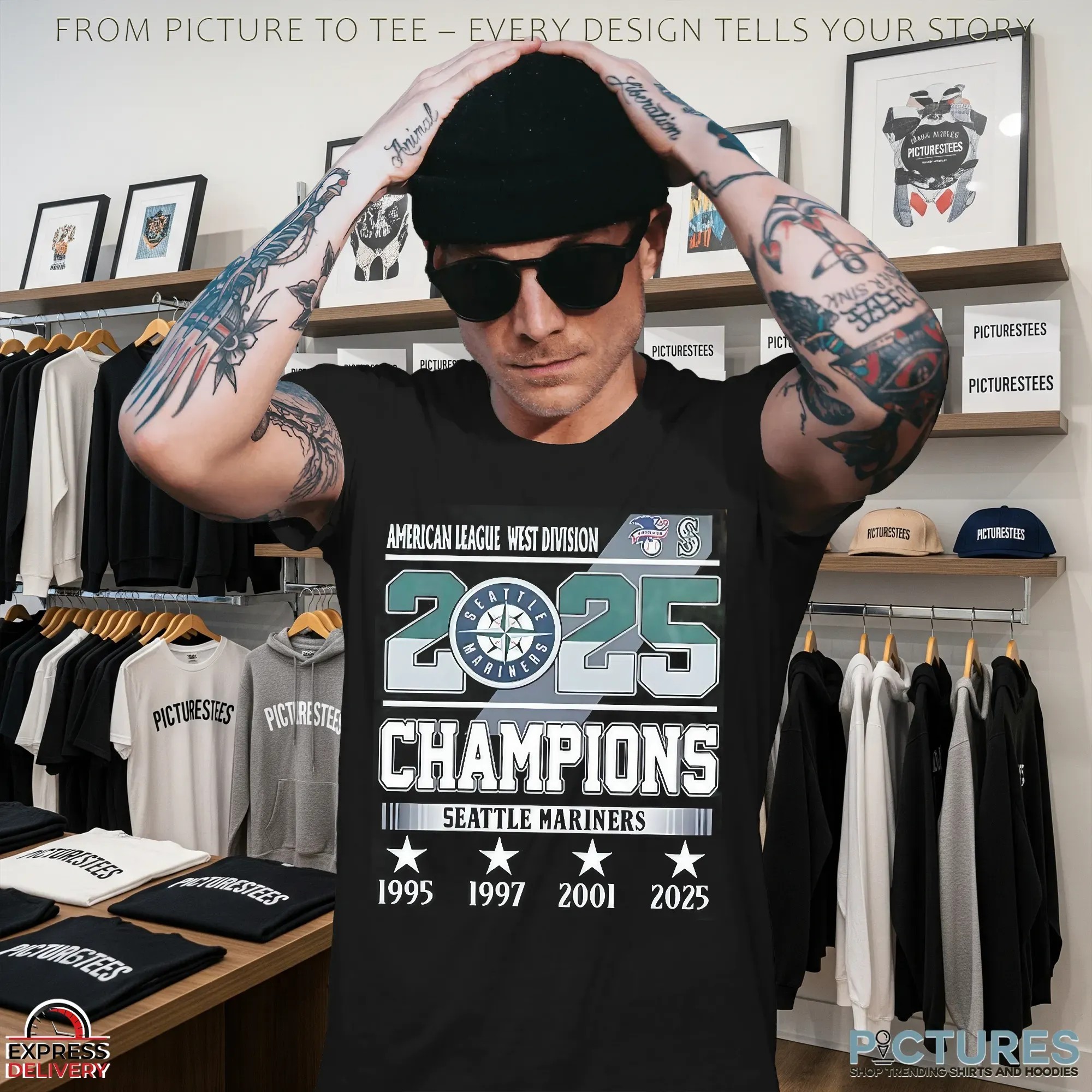 Seattle Mariners 2025 Al West 4x Champions Players Number And Name T Shirt