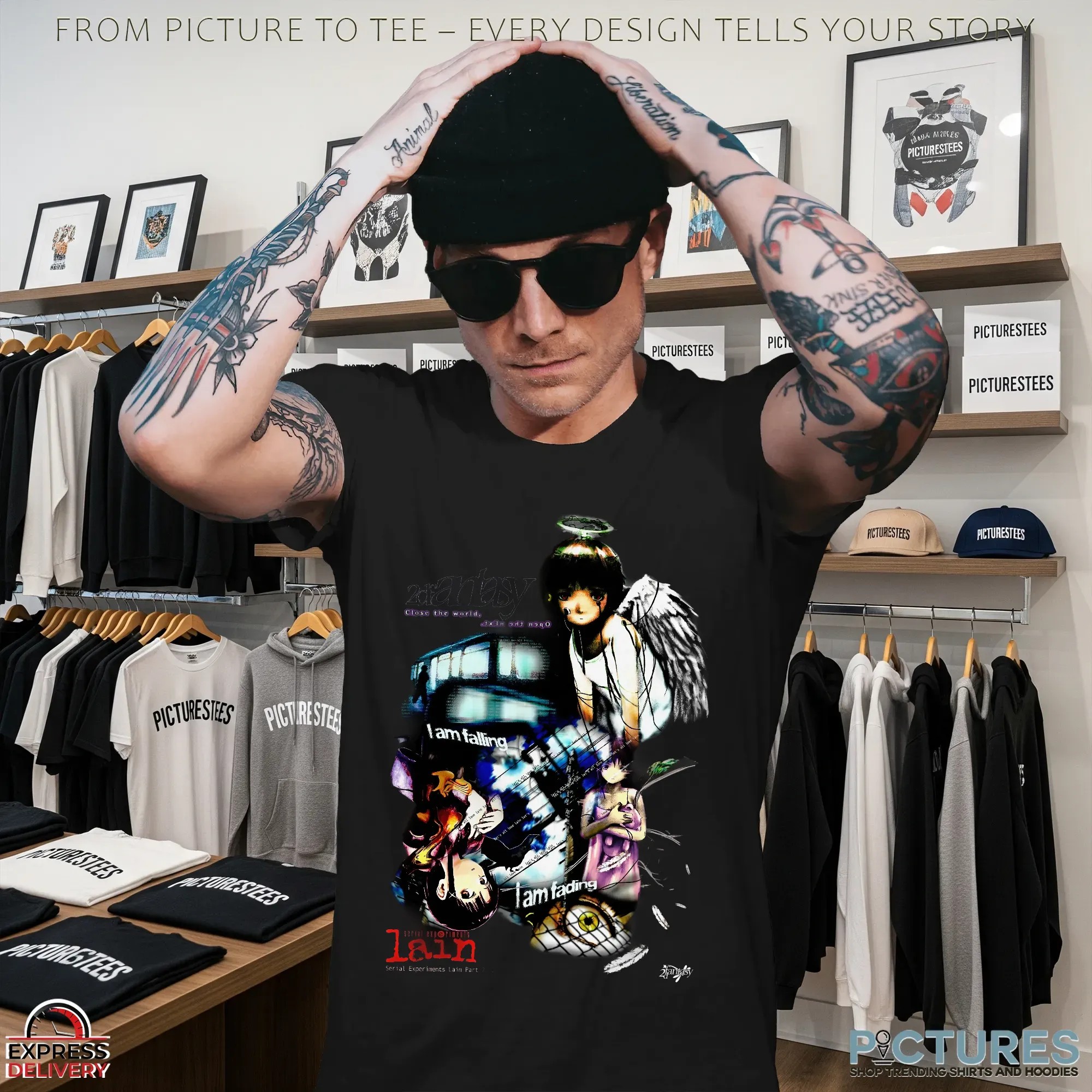 Serial Experiments Lain 2 Close the world Open the next I Am Falling Angel Archive T Shirt
