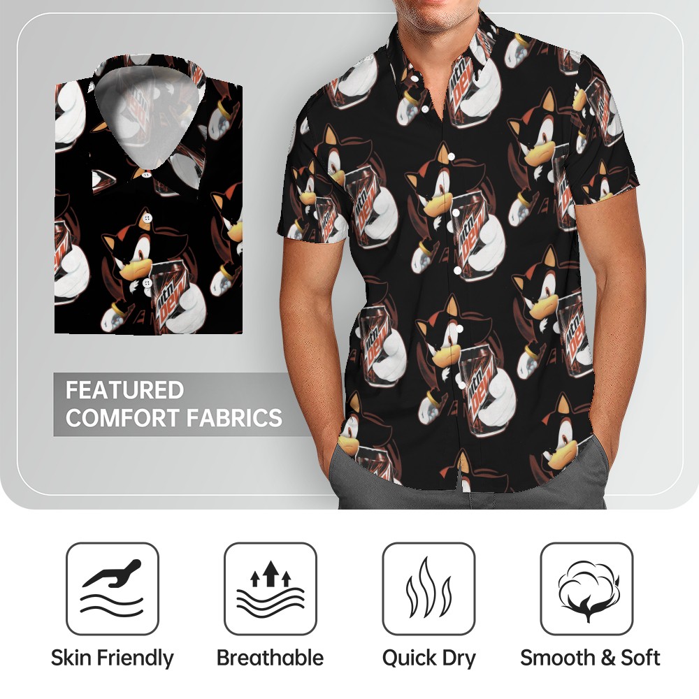 Shadow The Hedgehog Mountain Dew Energy 3D Button Up Hawaiian T Shirt Shadow The Hedgehog Mountain Dew Energy 3D Button Up Hawaiian T Shirt