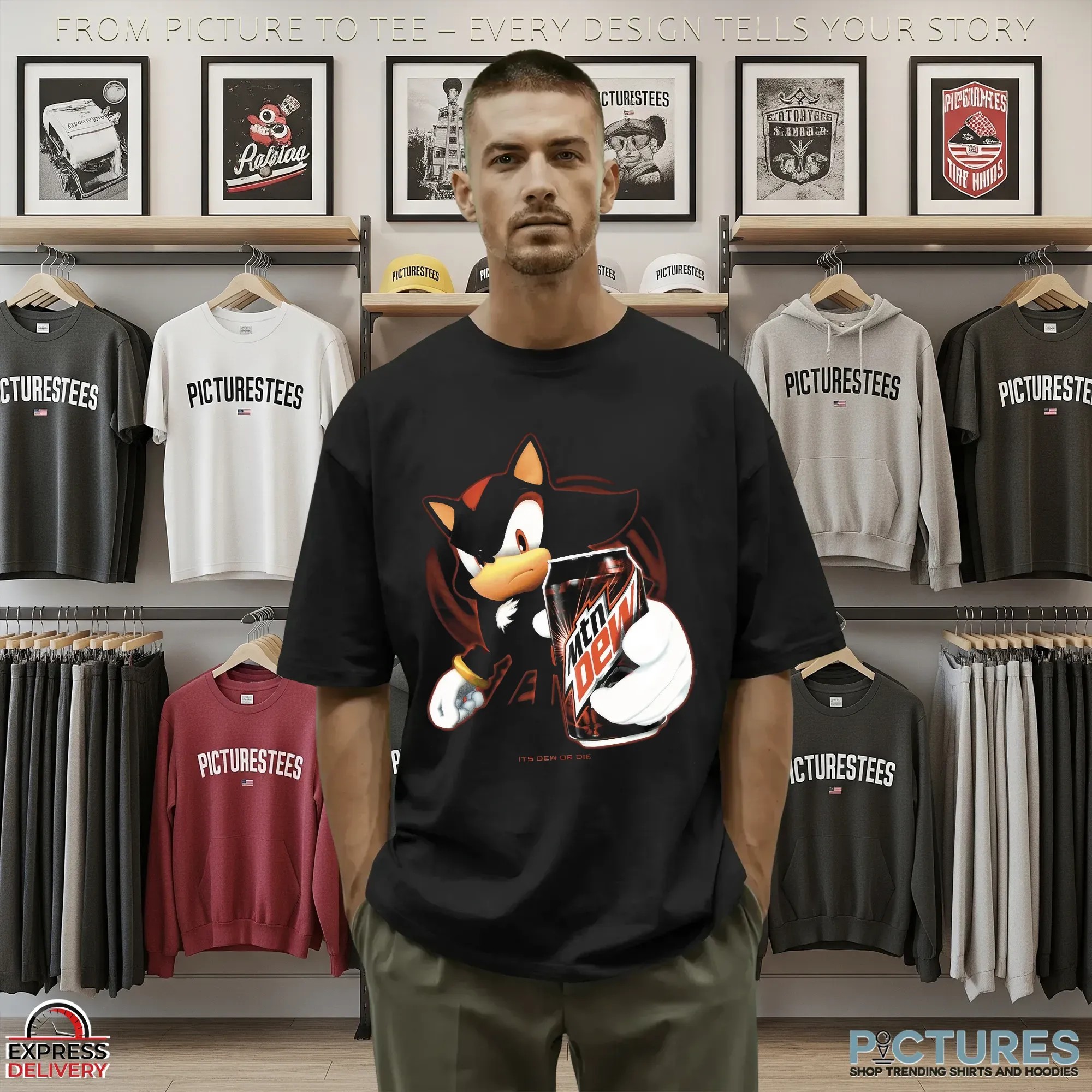 Shadow The Hedgehog Mountain Dew Energy Its Dew Or Die Sonic Mashup T Shirt