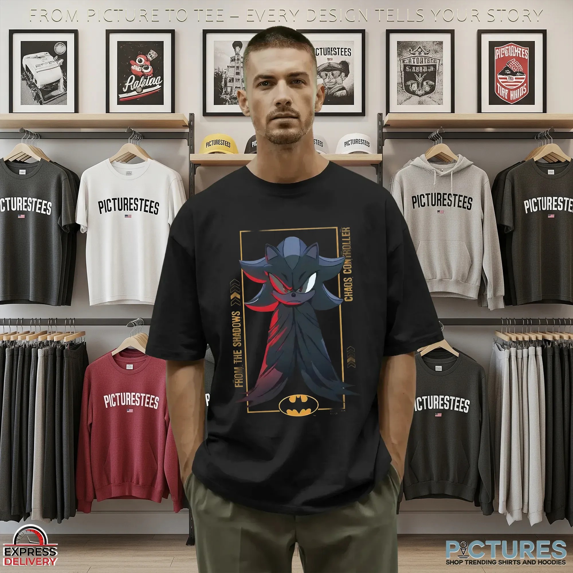 Shadow The Hedgehog x Batman From The Shadows Chaos Controller Mashup T Shirt