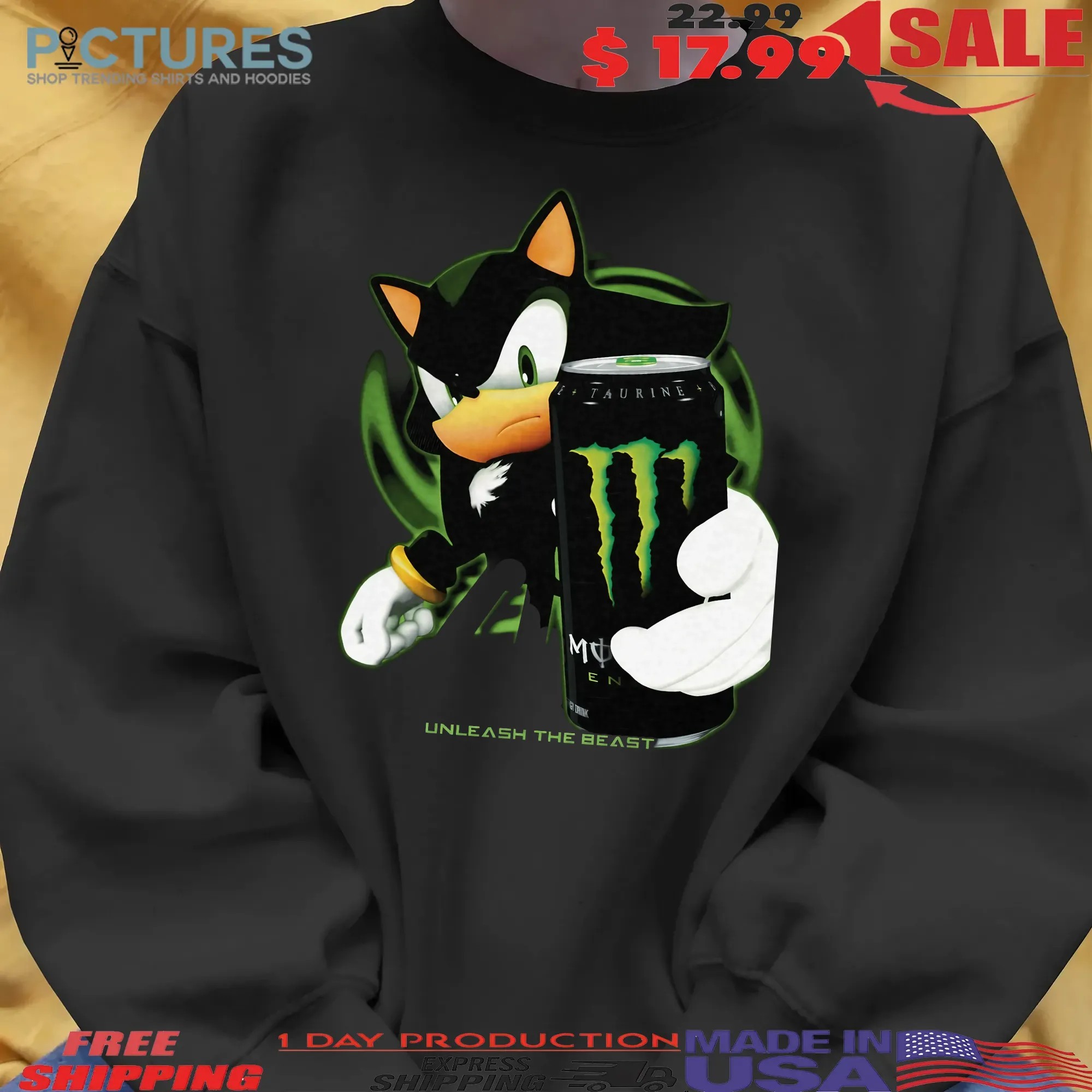 Shadow the Hedgehog Sonic the Hedgehog Energy Drink Unleash The Beast T Shirt
