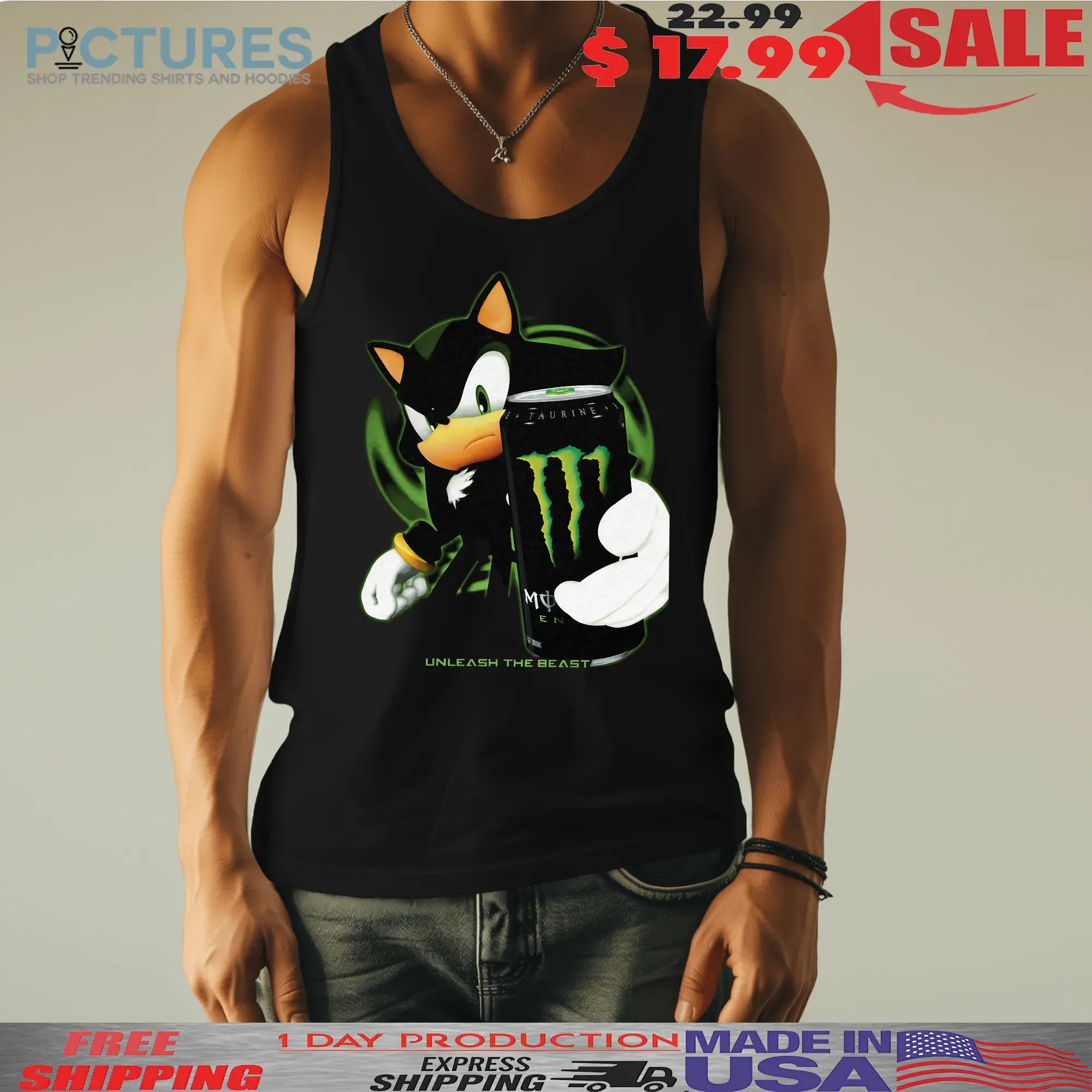 Shadow the Hedgehog Sonic the Hedgehog Energy Drink Unleash The Beast T Shirt