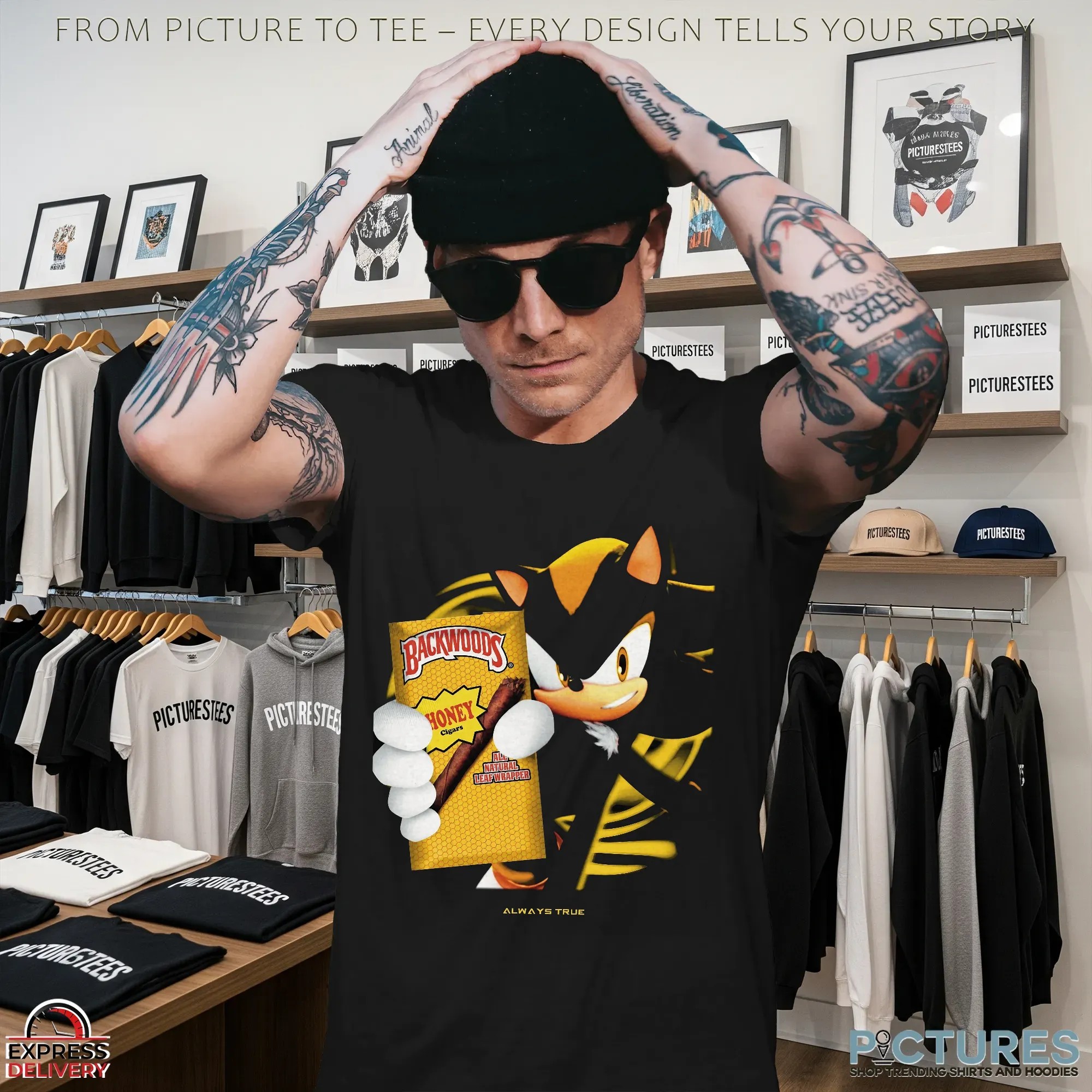 Shadow the Hedgehog x Backwoods Honey Cigars Always True Parody Mashup T Shirt