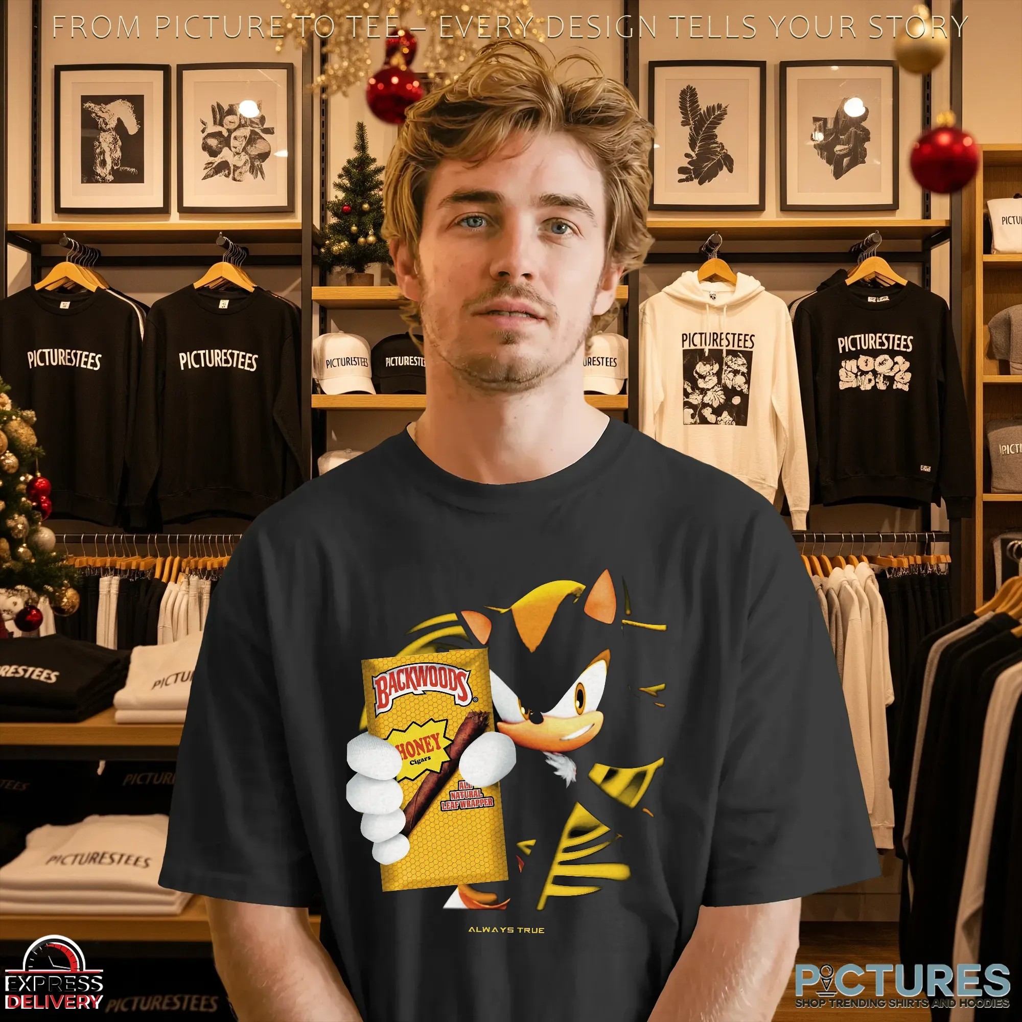 Shadow the Hedgehog x Backwoods Honey Cigars Always True Parody Mashup T Shirt