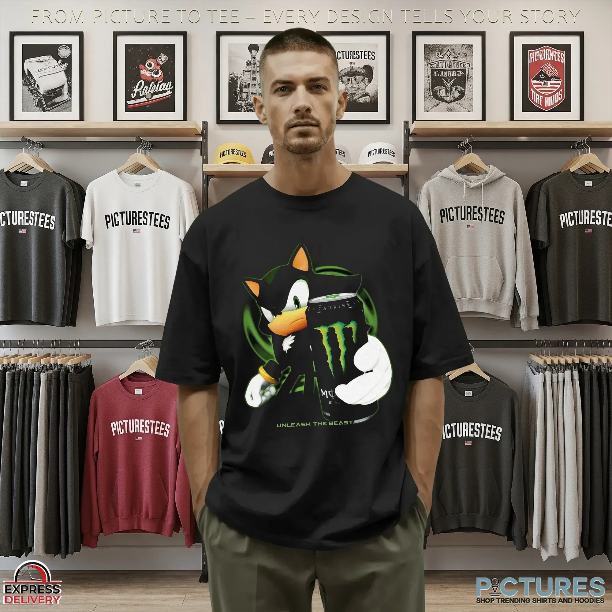 Shadow the Hedgehog x Monster Energy Unleash the Beast Parody Mashup T Shirt