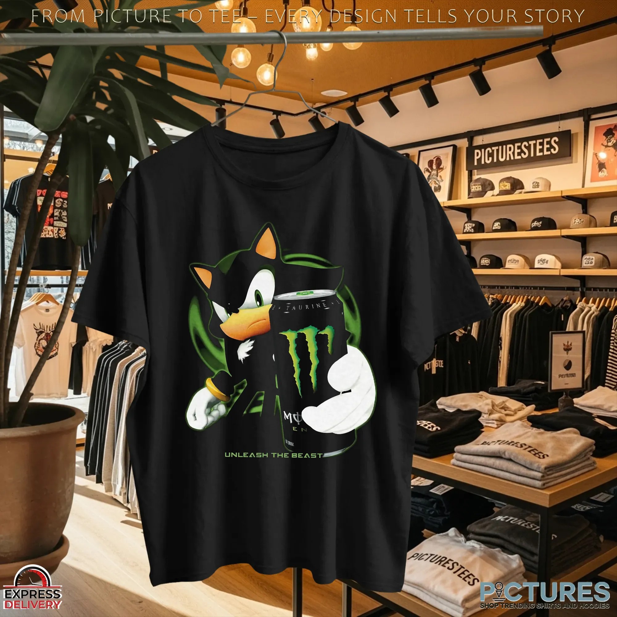 Shadow the Hedgehog x Monster Energy Unleash the Beast Parody Mashup T Shirt