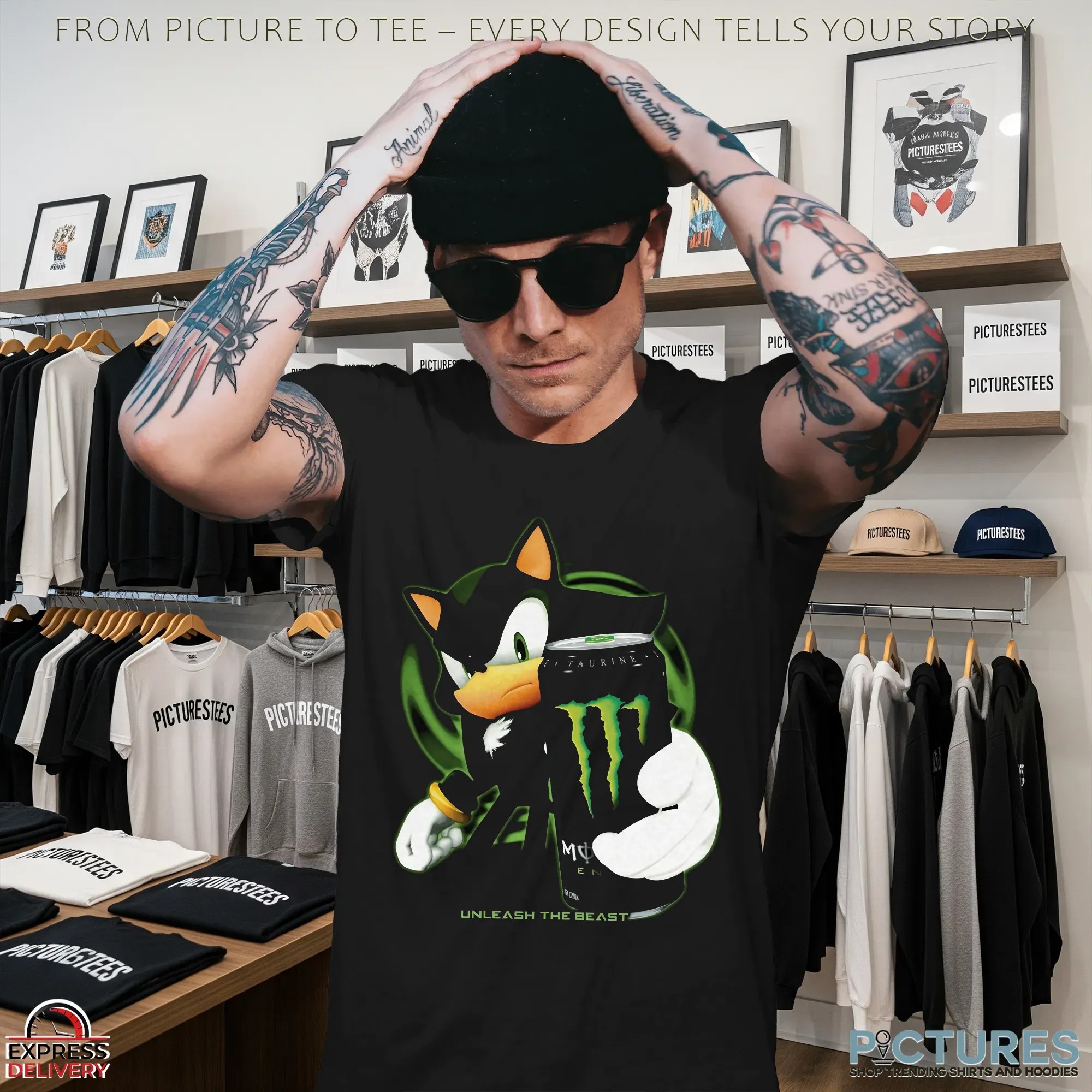 Shadow the Hedgehog x Monster Energy Unleash the Beast Parody Mashup T Shirt