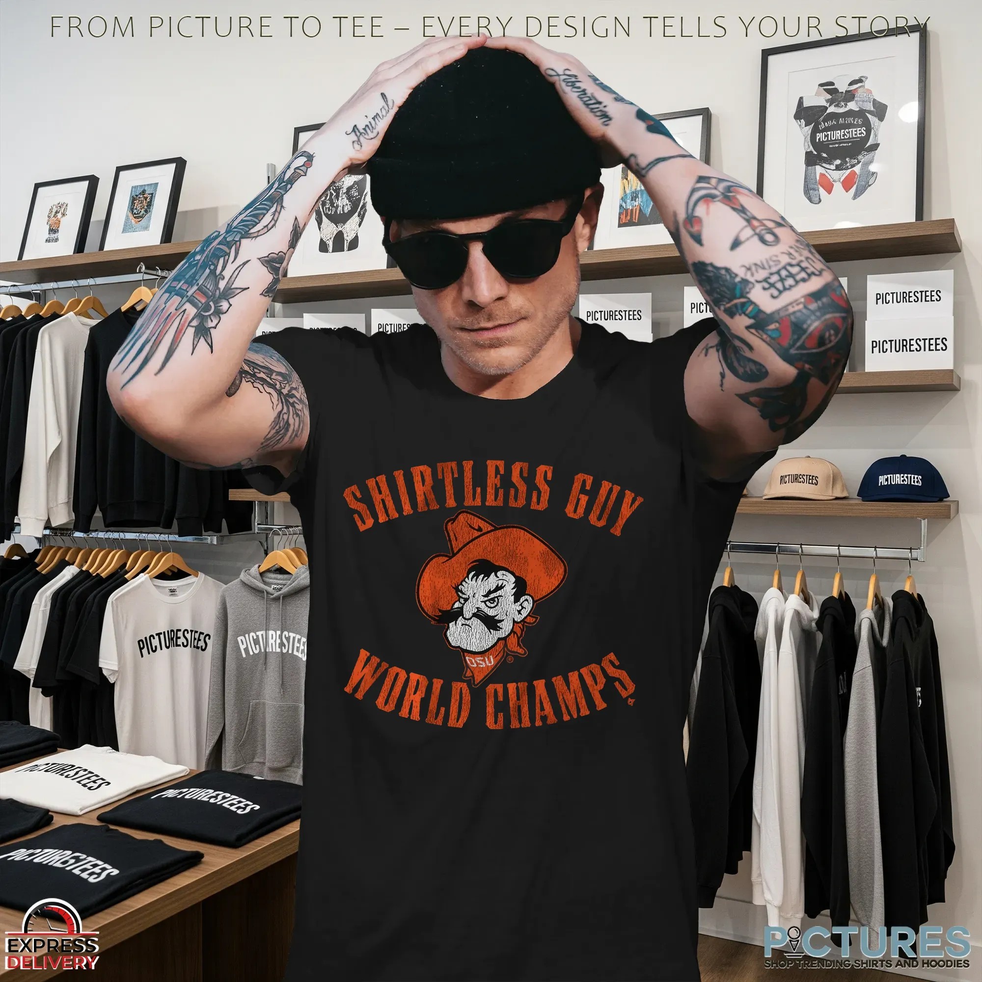 Shirtless Guy World Champs Oklahoma State Cowboys OSU T Shirt