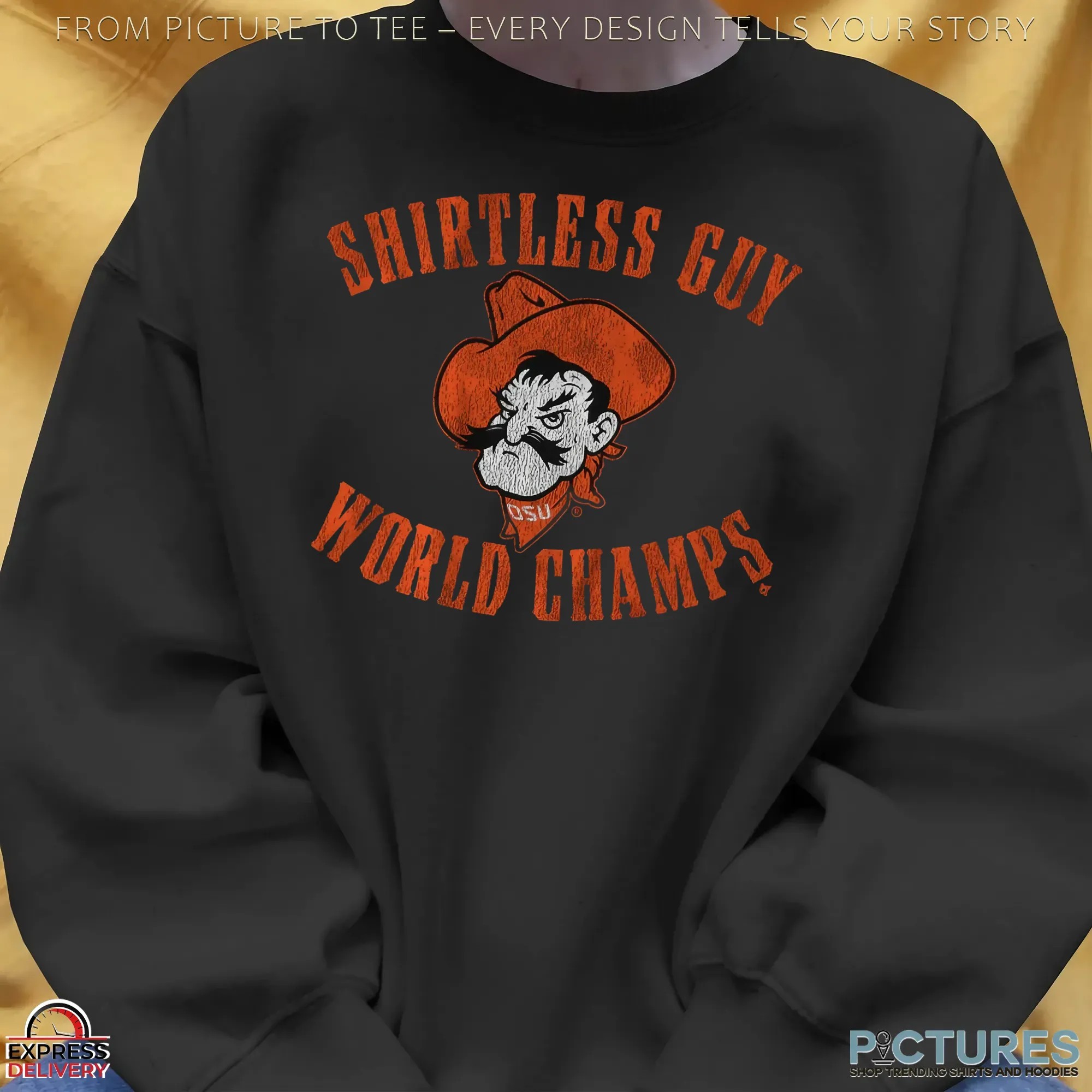 Shirtless Guy World Champs Oklahoma State Cowboys OSU T Shirt