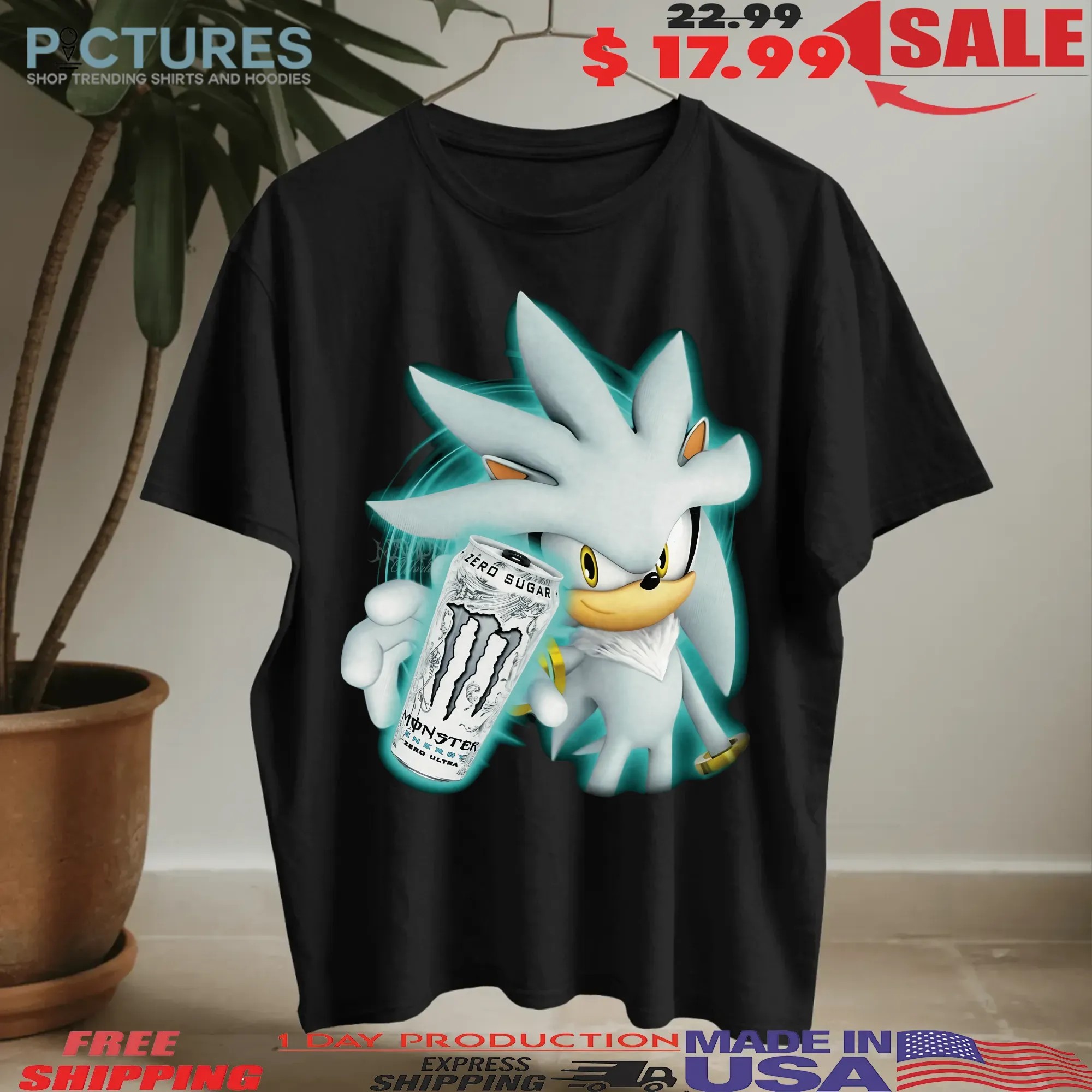 Silver The Hedgehog Energy Zero Ultra Drink Fuel The Future T Shirt