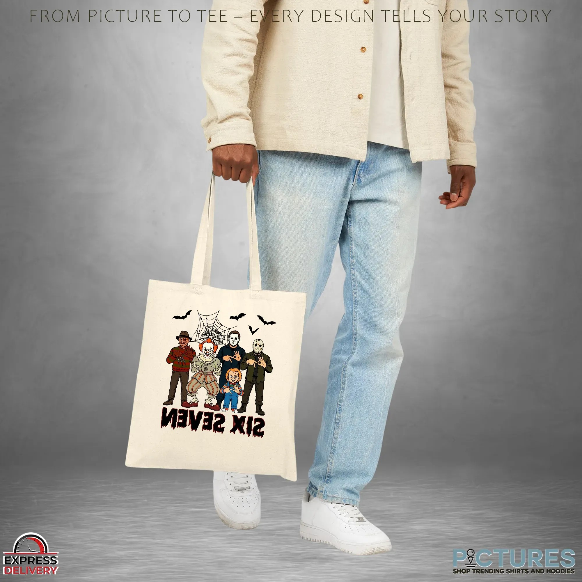 Six Seven Horror Legends Freddy, Pennywise, Michael, Jason & Chucky Parody Halloween T Shirt