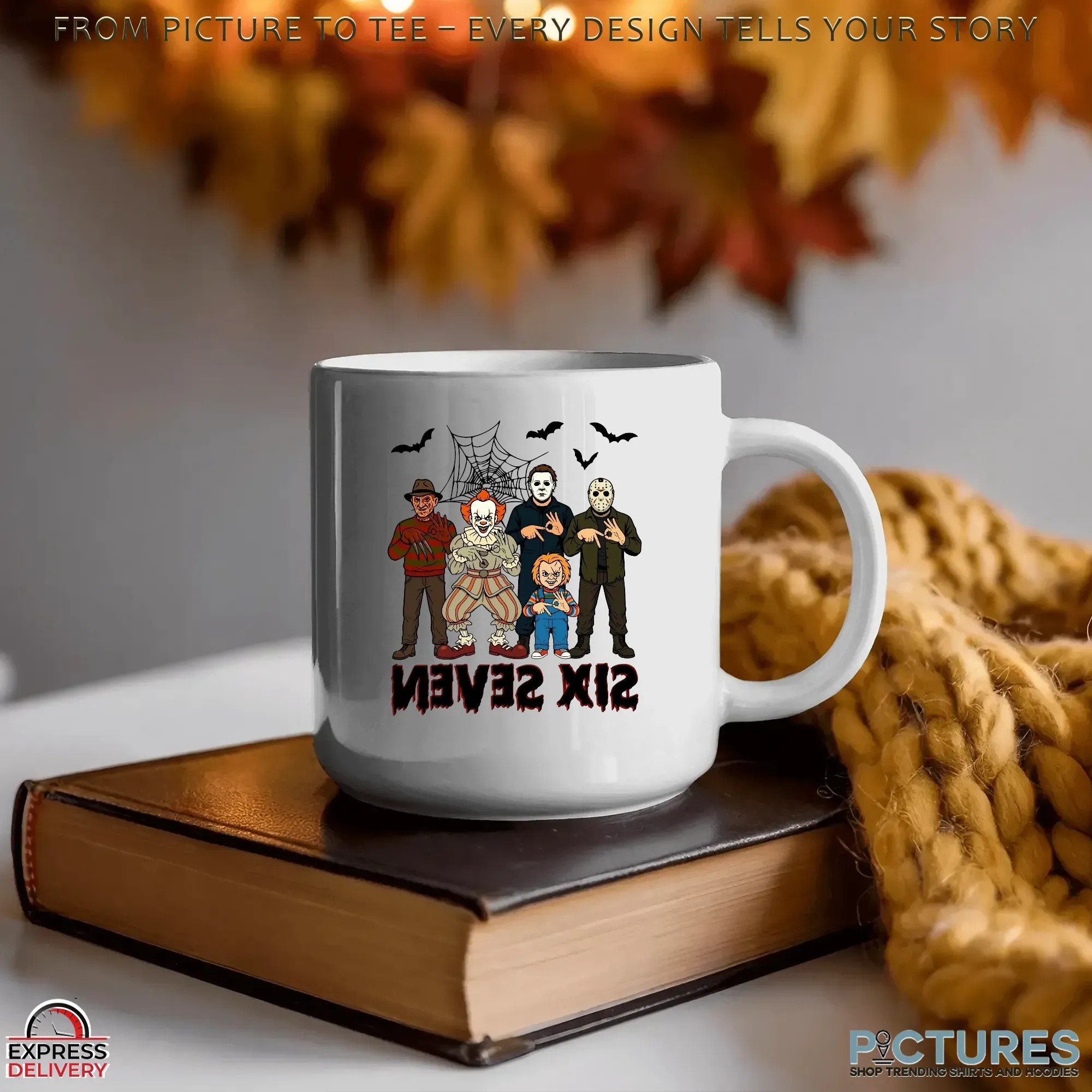 Six Seven Horror Legends Freddy, Pennywise, Michael, Jason & Chucky Parody Halloween T Shirt