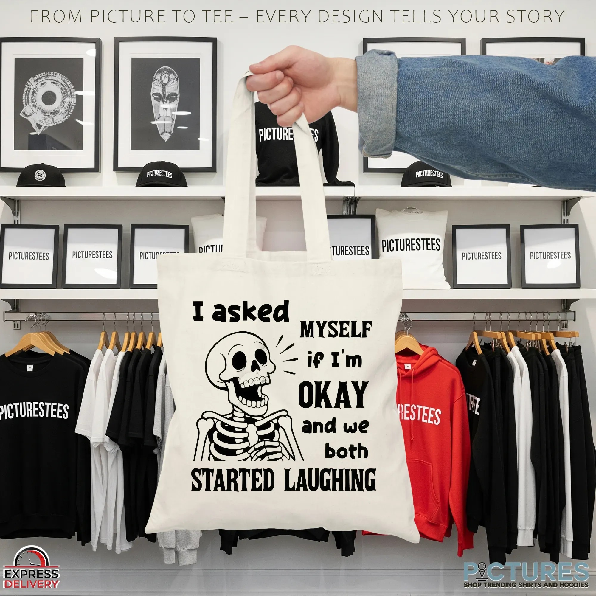 Skeleton I Asked Myself If I'm Okay And We Both Started Laughing Meme T Shirt