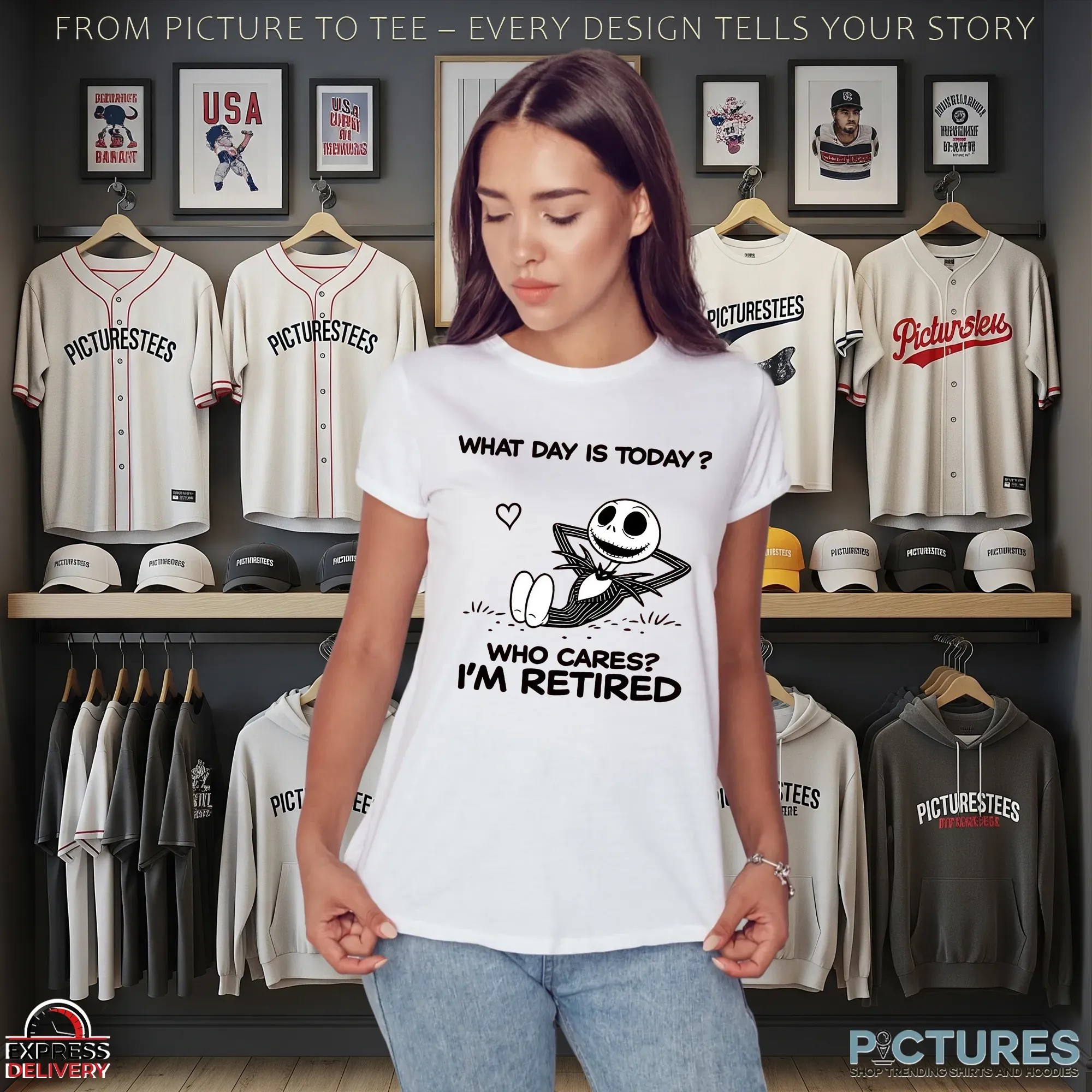Skellington What Day Is Today Who Cares I'm Retired T Shirt