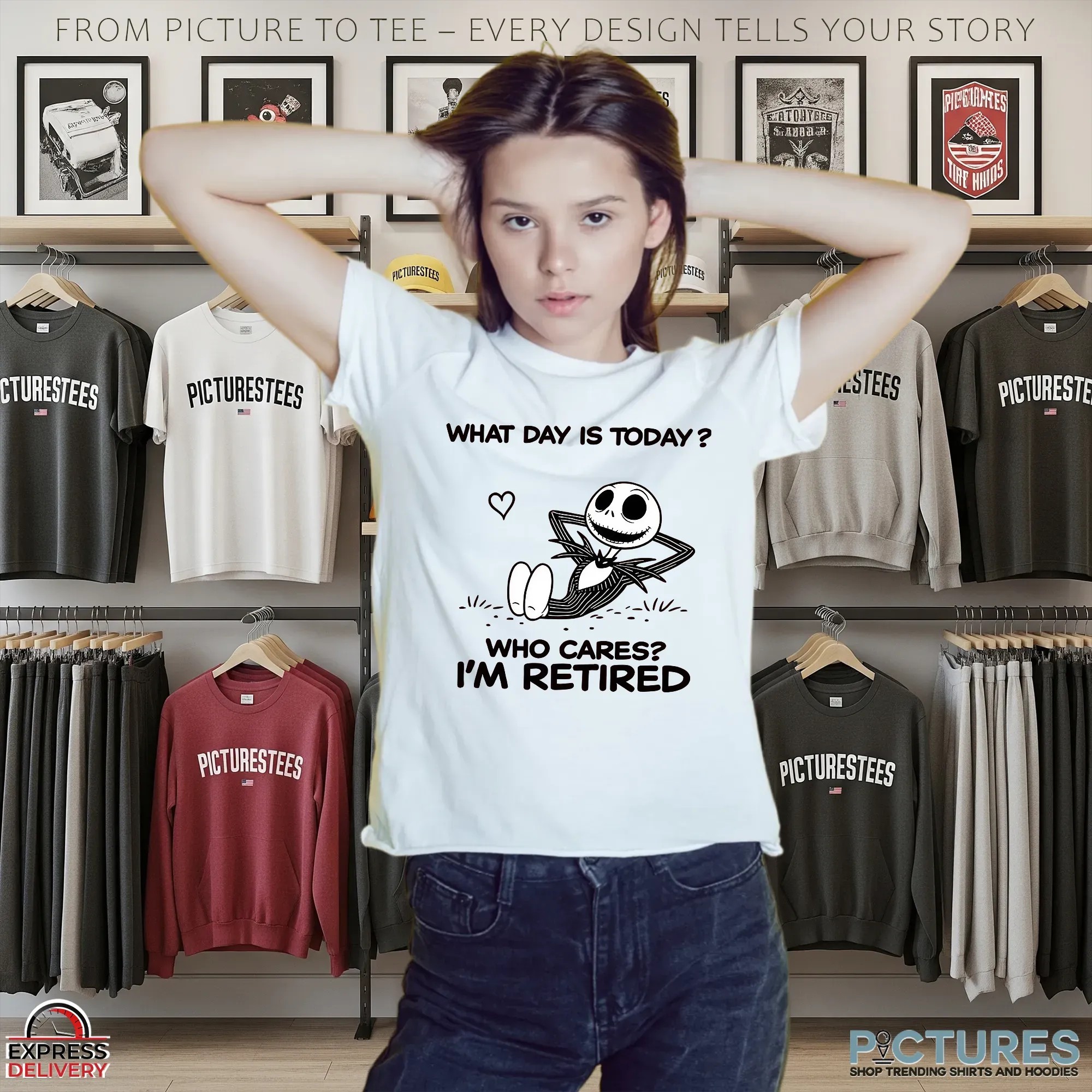Skellington What Day Is Today Who Cares I'm Retired T Shirt