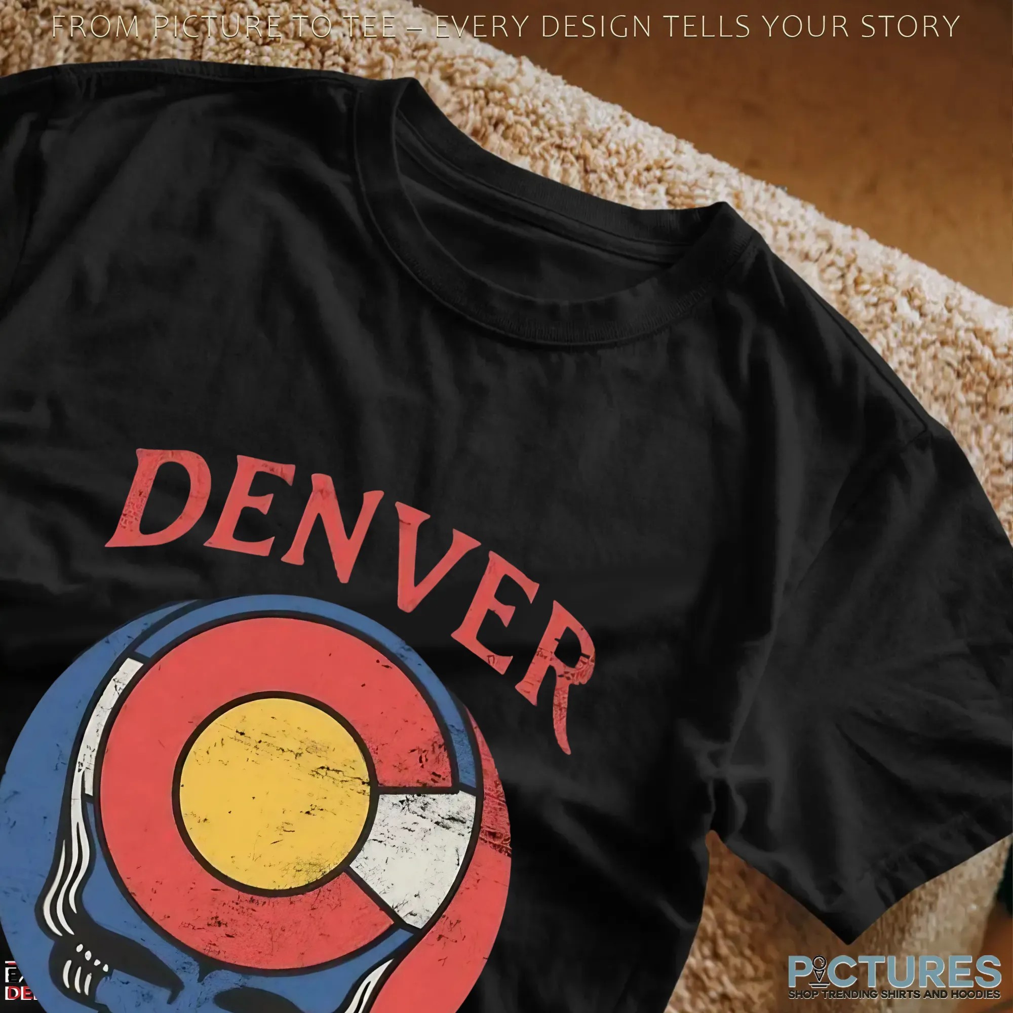 Skull Grateful Dead Denver Colorado Flag T Shirt