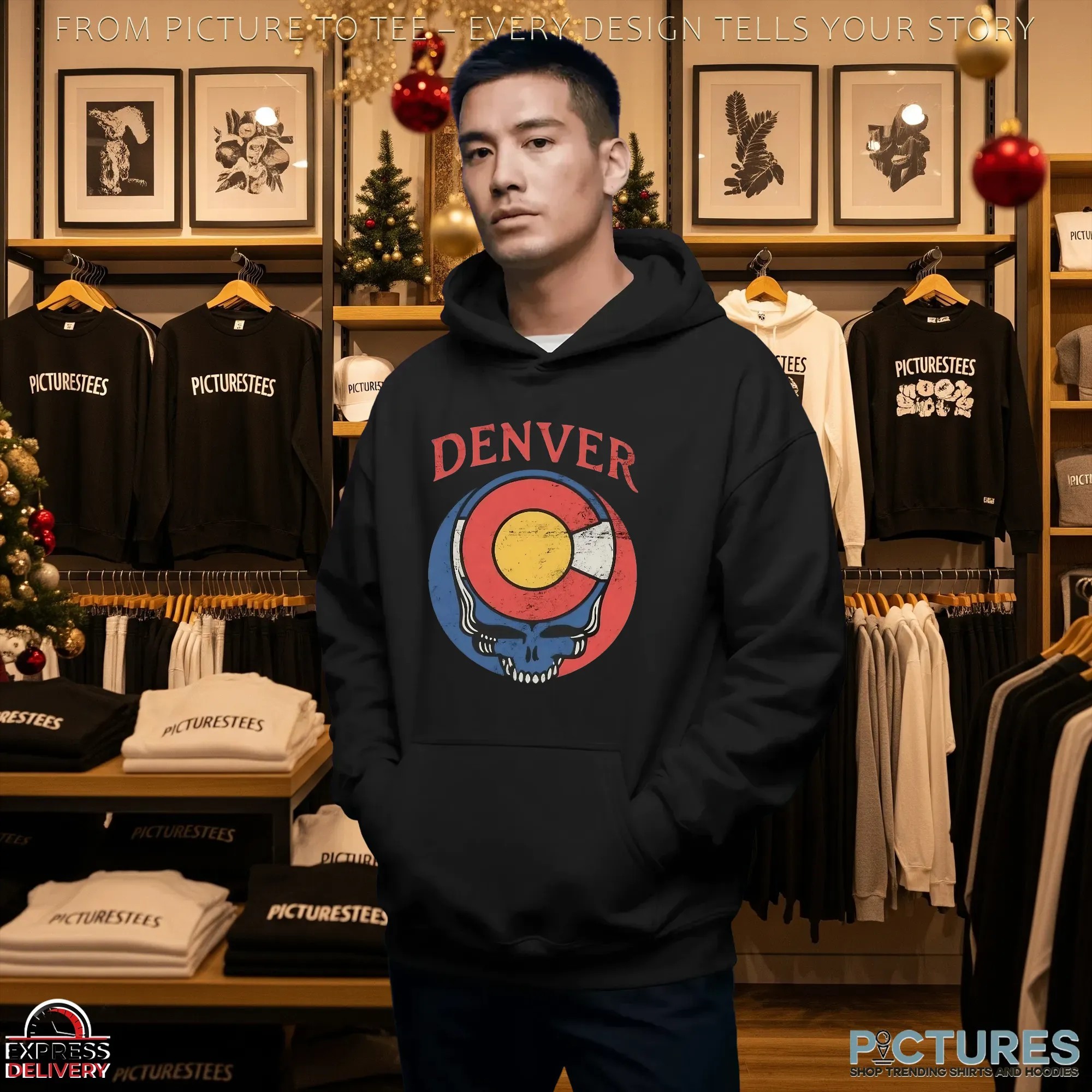 Skull Grateful Dead Denver Colorado Flag T Shirt