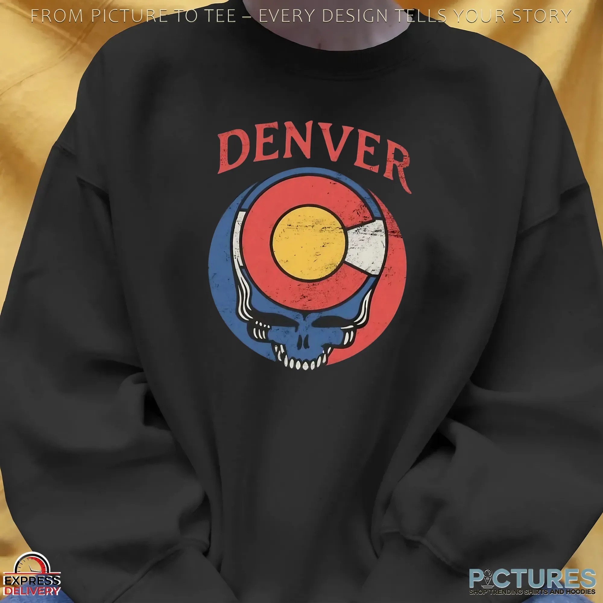 Skull Grateful Dead Denver Colorado Flag T Shirt