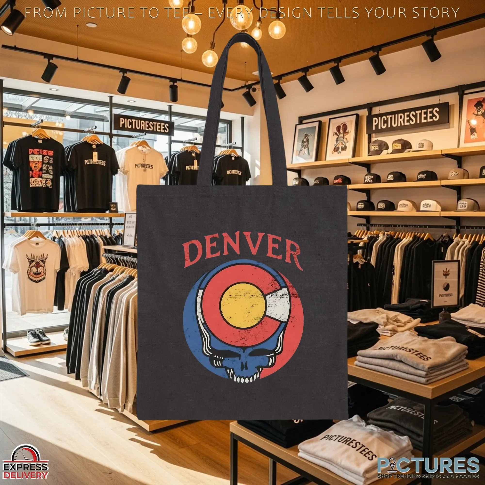 Skull Grateful Dead Denver Colorado Flag T Shirt
