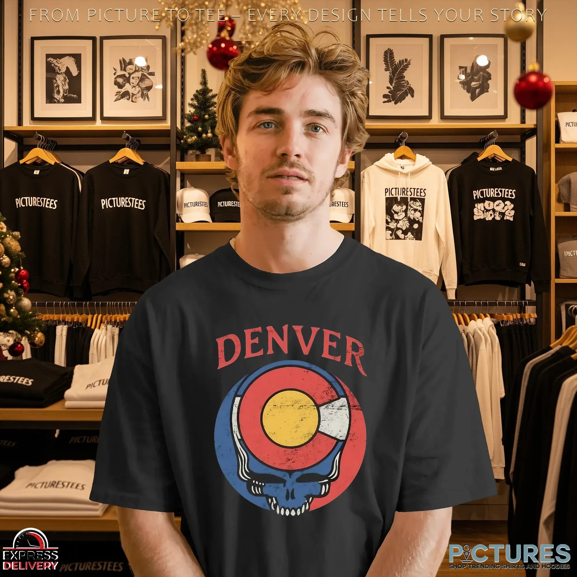 Skull Grateful Dead Denver Colorado Flag T Shirt