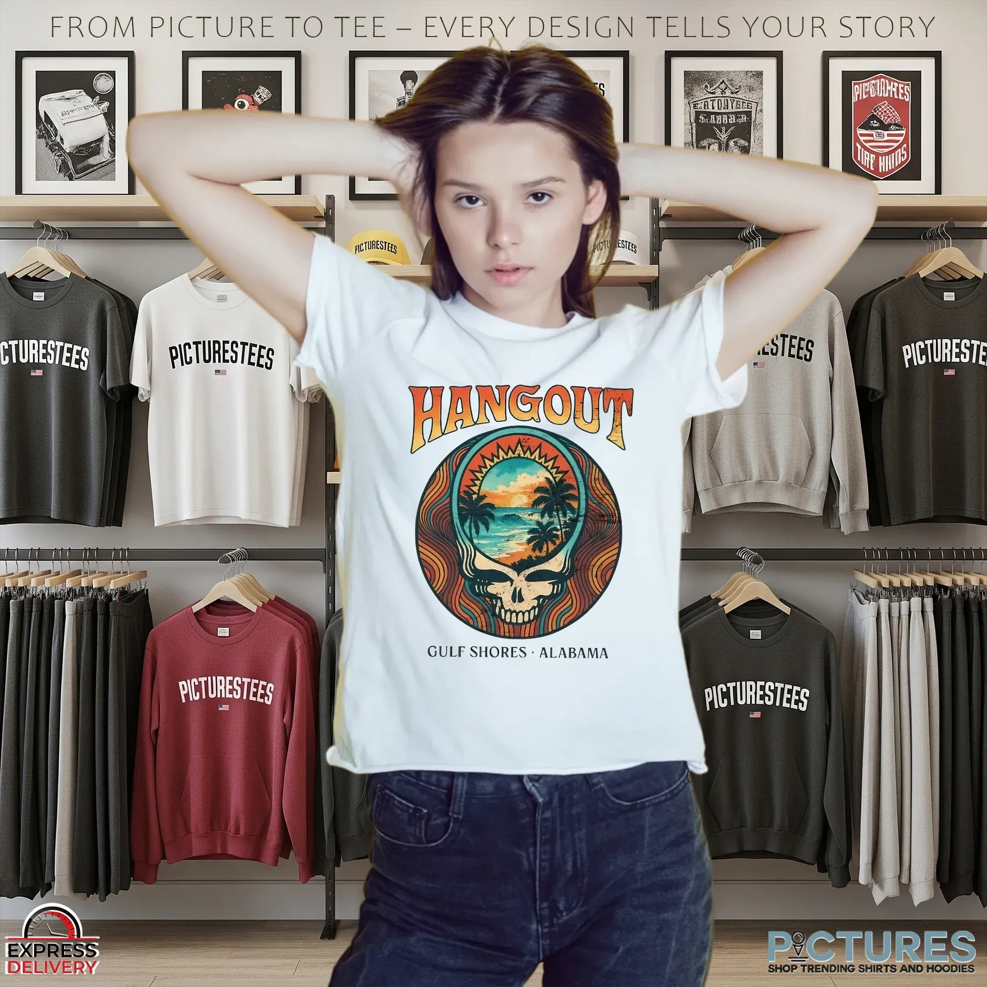 Skull Hang out Grateful Dead Alabama T Shirt